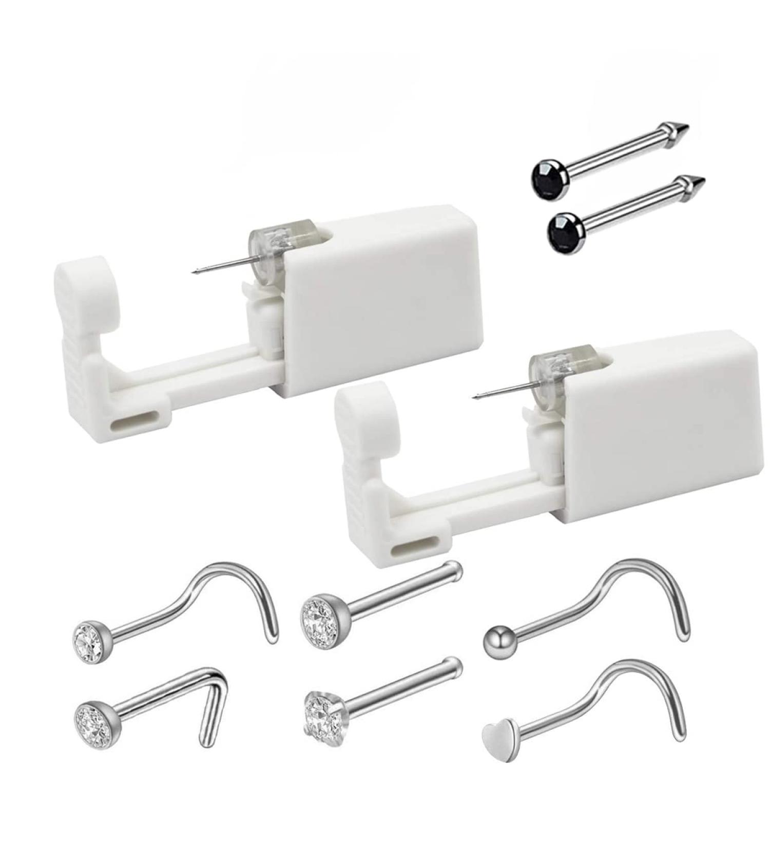 Disposable Nose Piercing Kit - 20G Gun with Rings Set for Women - Black - Buy Online on GoSupps.com
