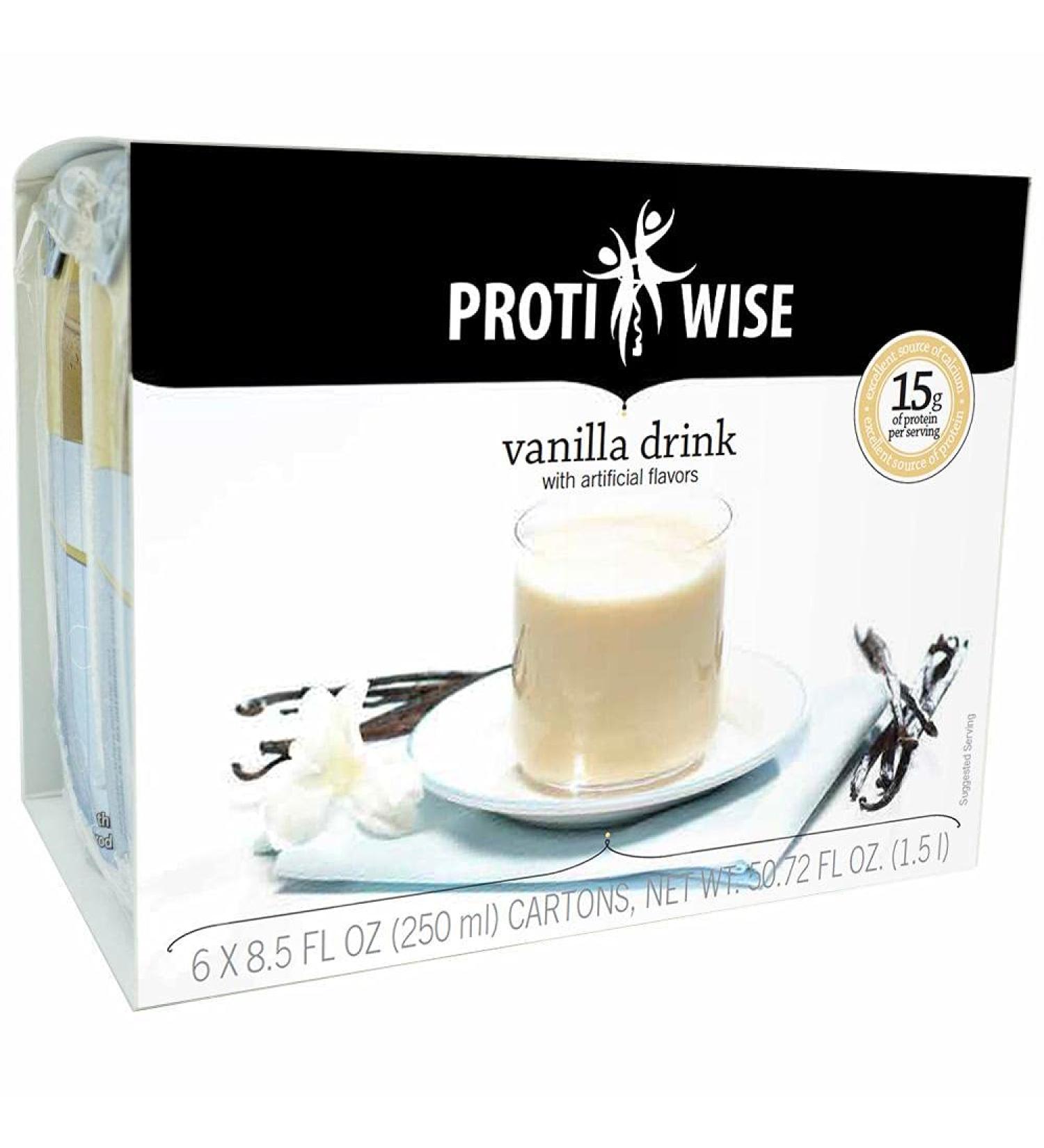 ProtiWise Vanilla Protein Drink - 15g Protein | Low Calorie, Low Carb, Low Sugar, Gluten Free | Keto Diet Friendly (6/Box) - Buy Online on GoSupps.com