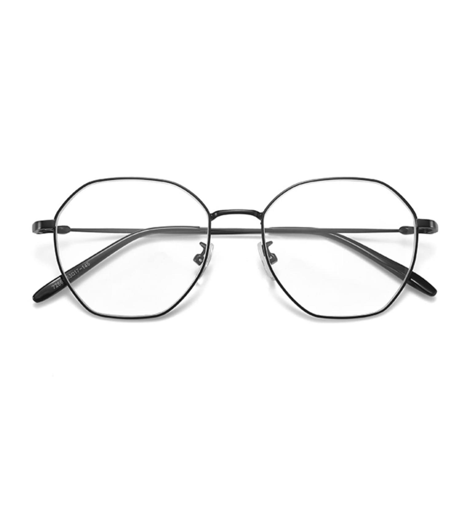 Shop Gharaz Anti-Blue Light Glasses - Fashionable Polygonal Metal Frames for Men & Women (Black 2.0+) - Buy Online on GoSupps.com