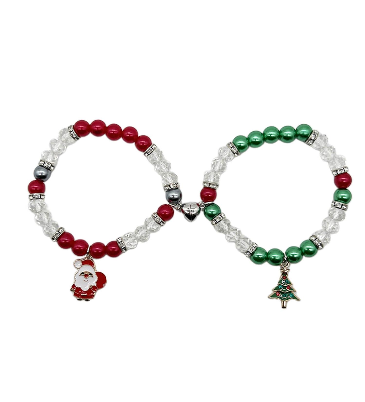 Vsilay Lianxue Christmas Bead Bracelets - Matching Magnetic Heart Pair for Men & Women | Festive Santa Claus Jewelry - Buy Online on GoSupps.com