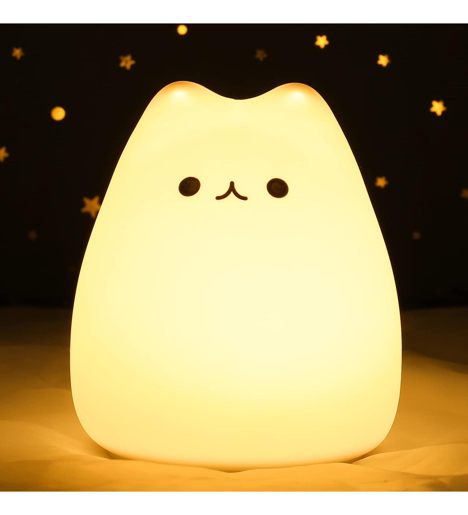 Cute Cat Lamp Kids Night Light for Girls Bedroom with Tap Control 7 Colors Kitty Lamp Birthday Gifts for Baby Toddler Teen Children Boys Portable Silicone Soft Kawaii Nightlight Nursery Room Decor - Buy Online on GoSupps.com