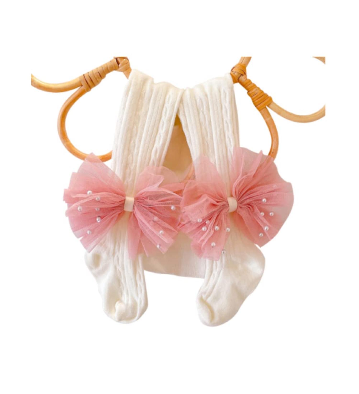 FEIFEI'S BOW Lace Tutu Flower Bows Elsa Party Costume Tights - Pink Pearl Bow for Toddlers 2-4 Years - Buy Online on GoSupps.com