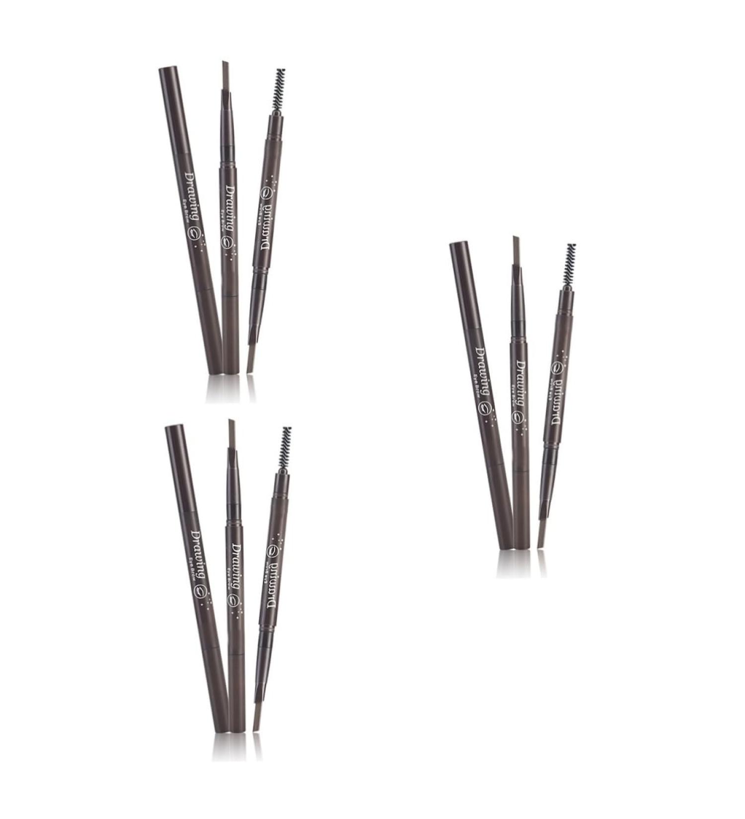 WOONEKY 3pcs 2 1 Eyebrow Pencil Waterproof Eyebrow Pencil Black Brow Spoolie Brush Eyebrow Brush Tool Preamp - Buy Online on GoSupps.com