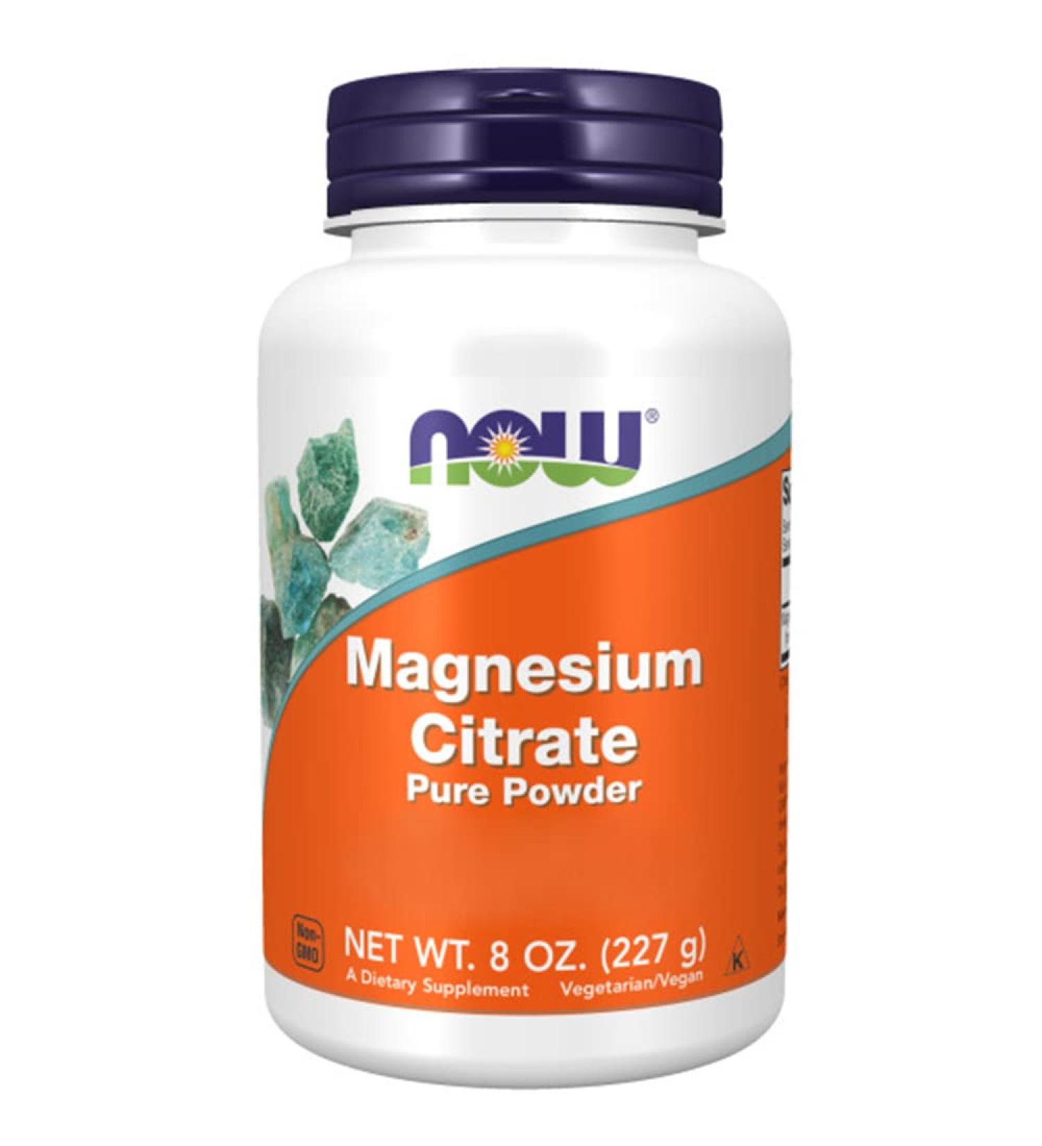 Now Foods Magnesium Citrate Powder 227g Vegan Powder Lab Tested Gluten Free Vegetarian Soy Free Non-GMO - Buy Online on GoSupps.com