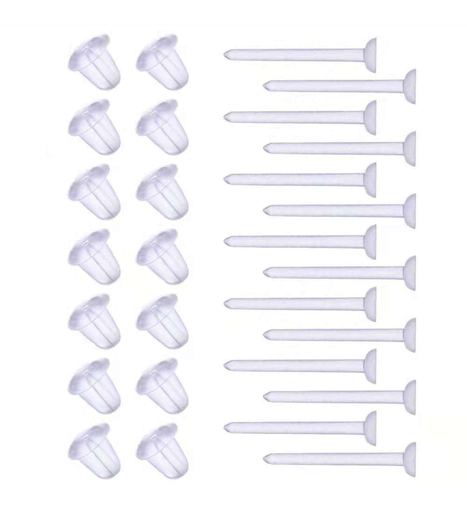 Clear Plastic Post Earrings Set - 100 Pairs Stud Earrings with Silicone Backs | 200PCS Blank Pins | Flat 3mm - Buy Online on GoSupps.com