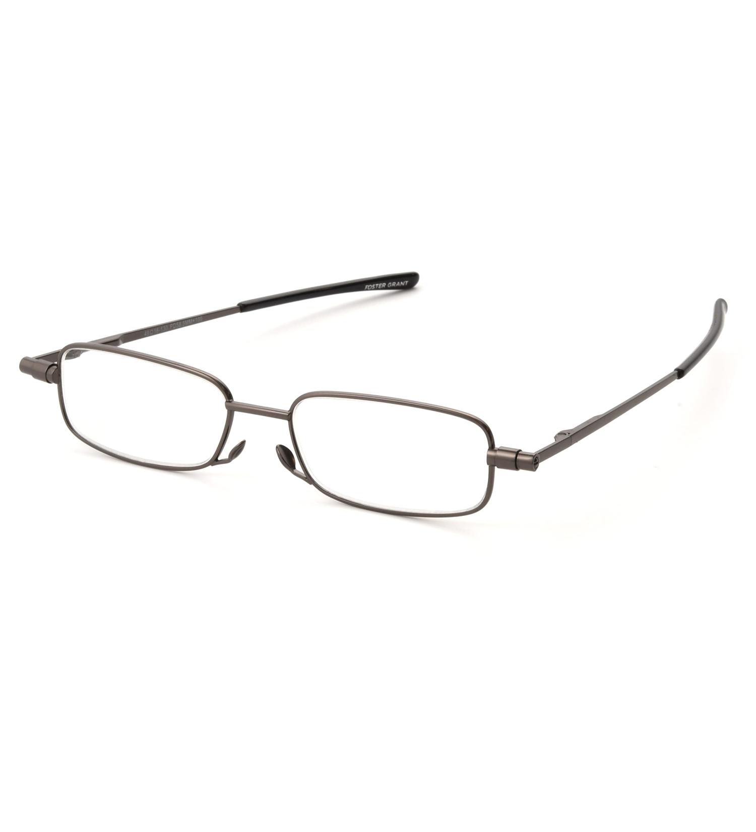 Foster Grant Gavin Fold Flat Reading Glasses - Gunmetal/Transparent - 48mm - Stylish & Portable Eyewear for International Shipping - Buy Online on GoSupps.com