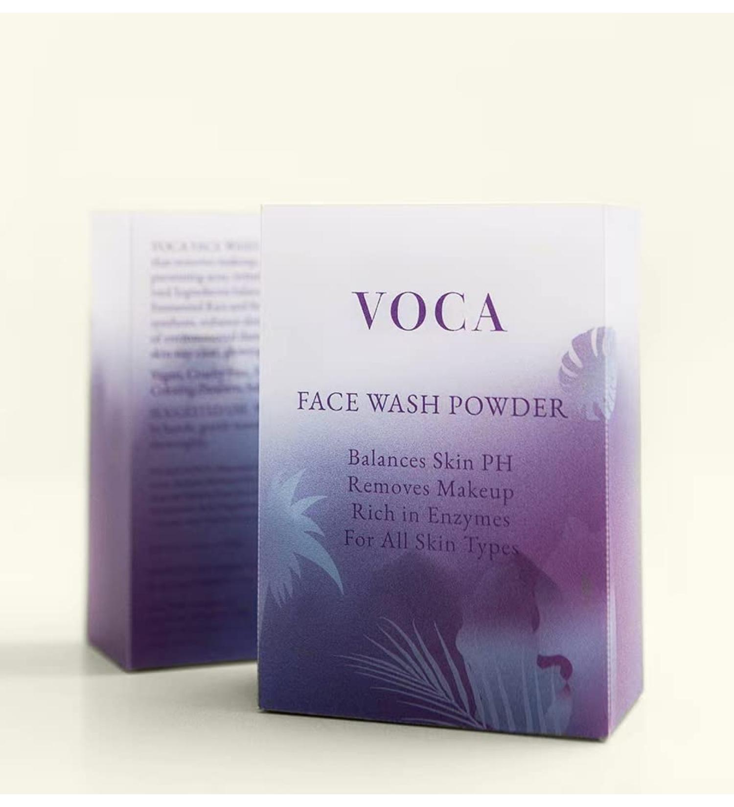 VOCA Face Wash Powder - Enzyme Cleanser for Makeup & Sunscreen Removal - Gentle Exfoliating Scrub for Brightening Skin - Acne Control - 32 Travel Size Capsules - Buy Online on GoSupps.com
