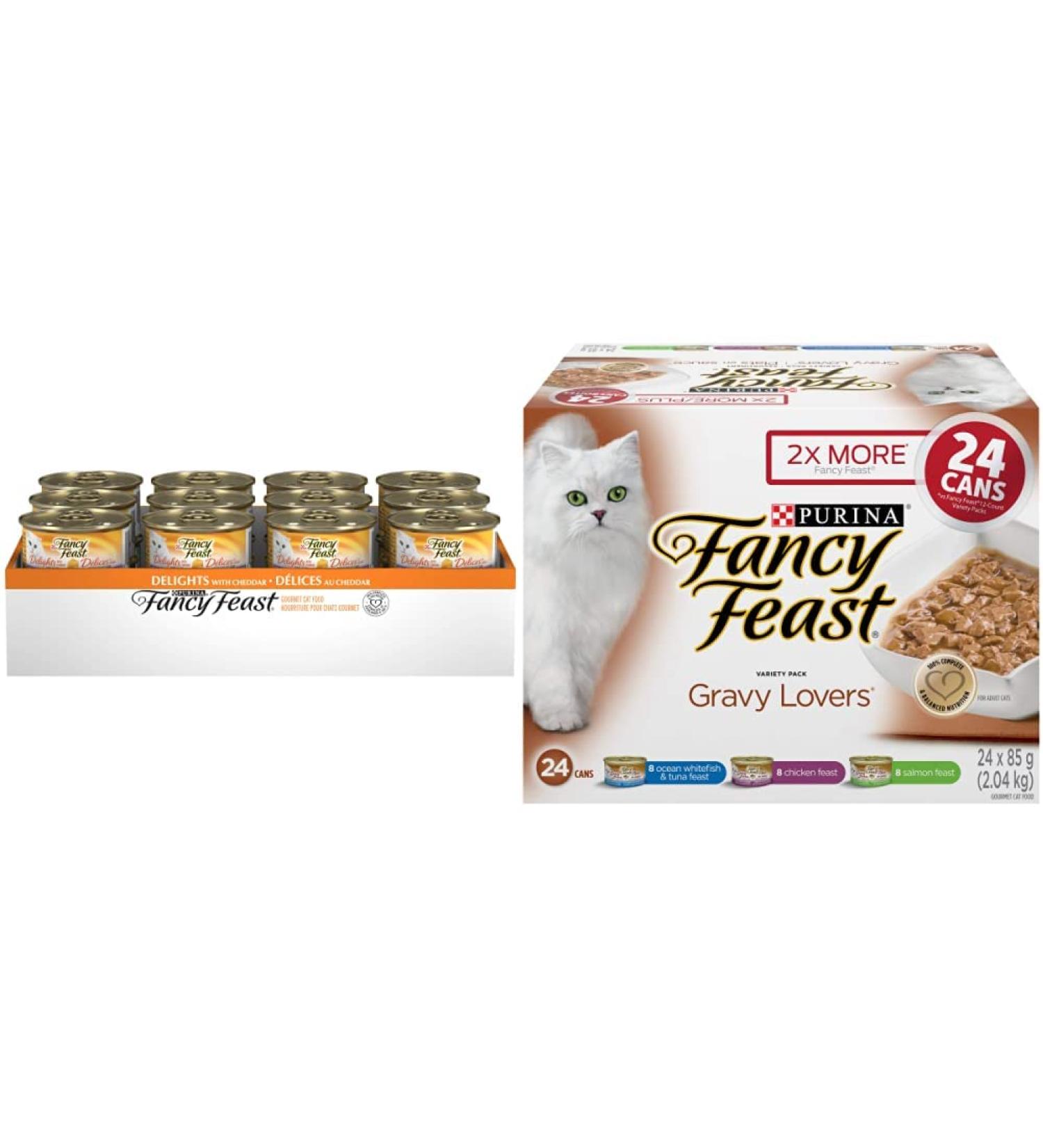 Fancy Feast Delights with Cheddar Grilled Turkey | Fancy Feast Gravy Lovers Variety Pack Wet Cat Food Cat Food + Cat Food (24 Pack) - Buy Online on GoSupps.com