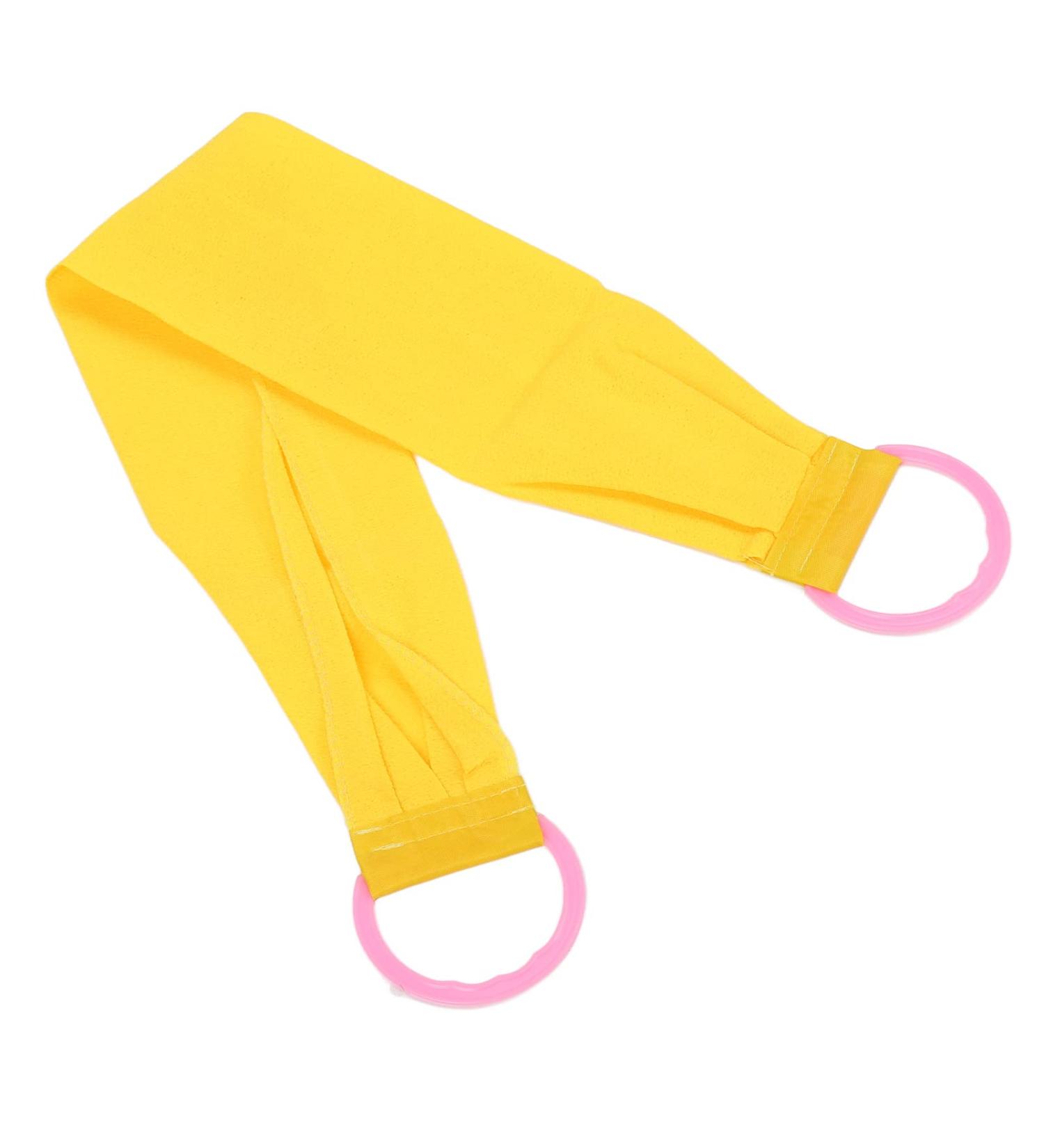 Double Sided Exfoliating Back Scrubber with Coarse Sand | Handle for Body Washing Shower - Yellow - Buy Online on GoSupps.com