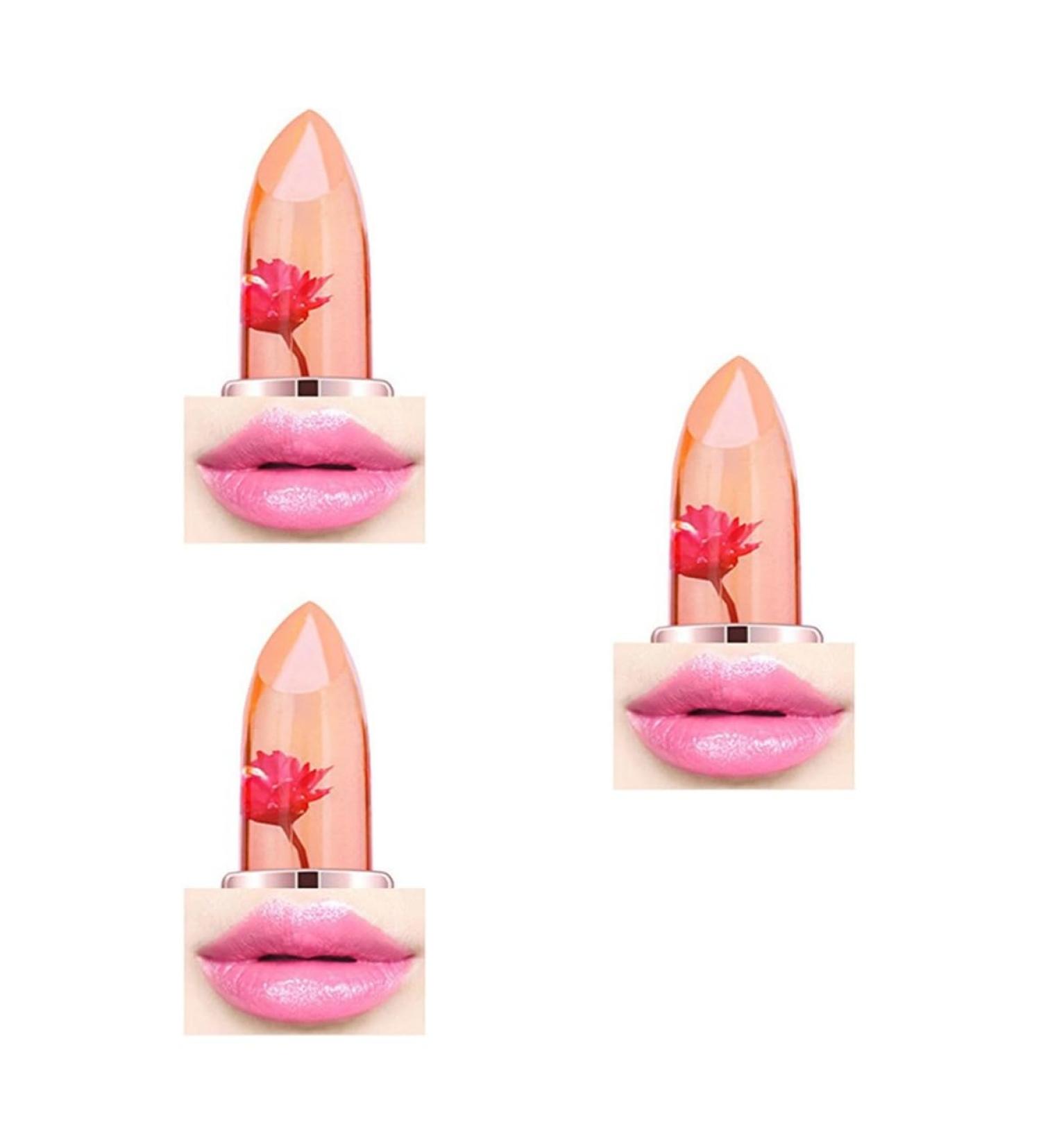 POPETPOP 3Pcs Moisturizing Lipstick Lip Gloss Flower Lipstick Jelly Lip Stick mediumx3pcs as shown x 3pcs - Buy Online on GoSupps.com