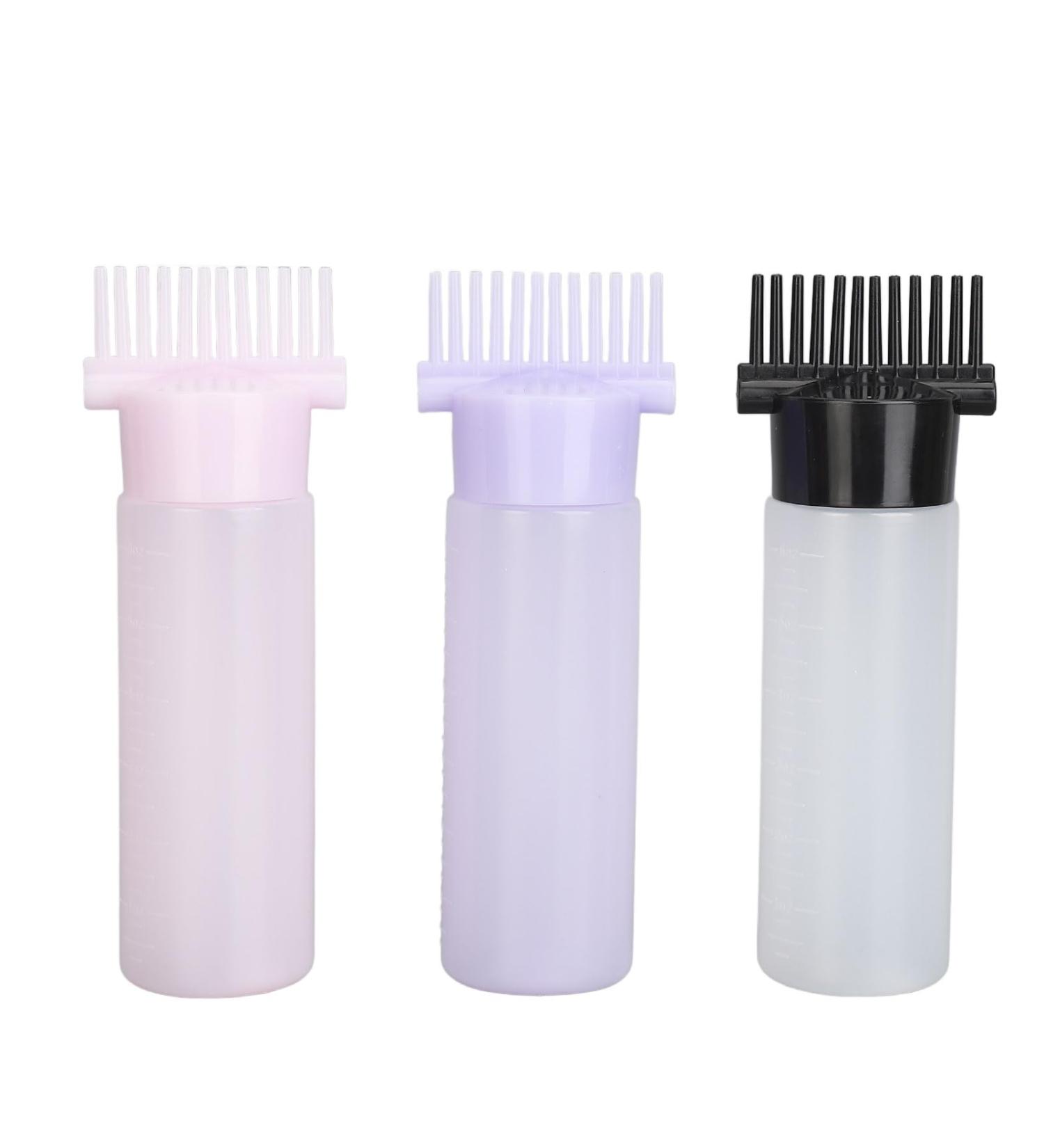 3 Colors Hair Coloring Oiling Bottle Root Comb Squeeze Applicator Bottle Hair Baking Oil Bottle with Graduated Scale for Beauty Salon Hair Dye Coloring Oiling Care - Buy Online on GoSupps.com