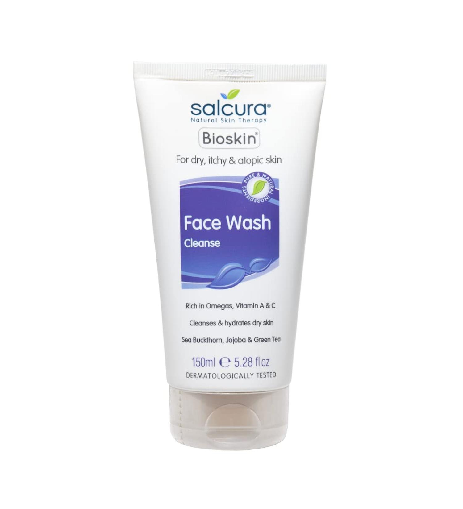 Salcura Bioskin Face Wash - Gentle Cleanser for Dry, Itchy & Sensitive Skin 150ml - Buy Online on GoSupps.com
