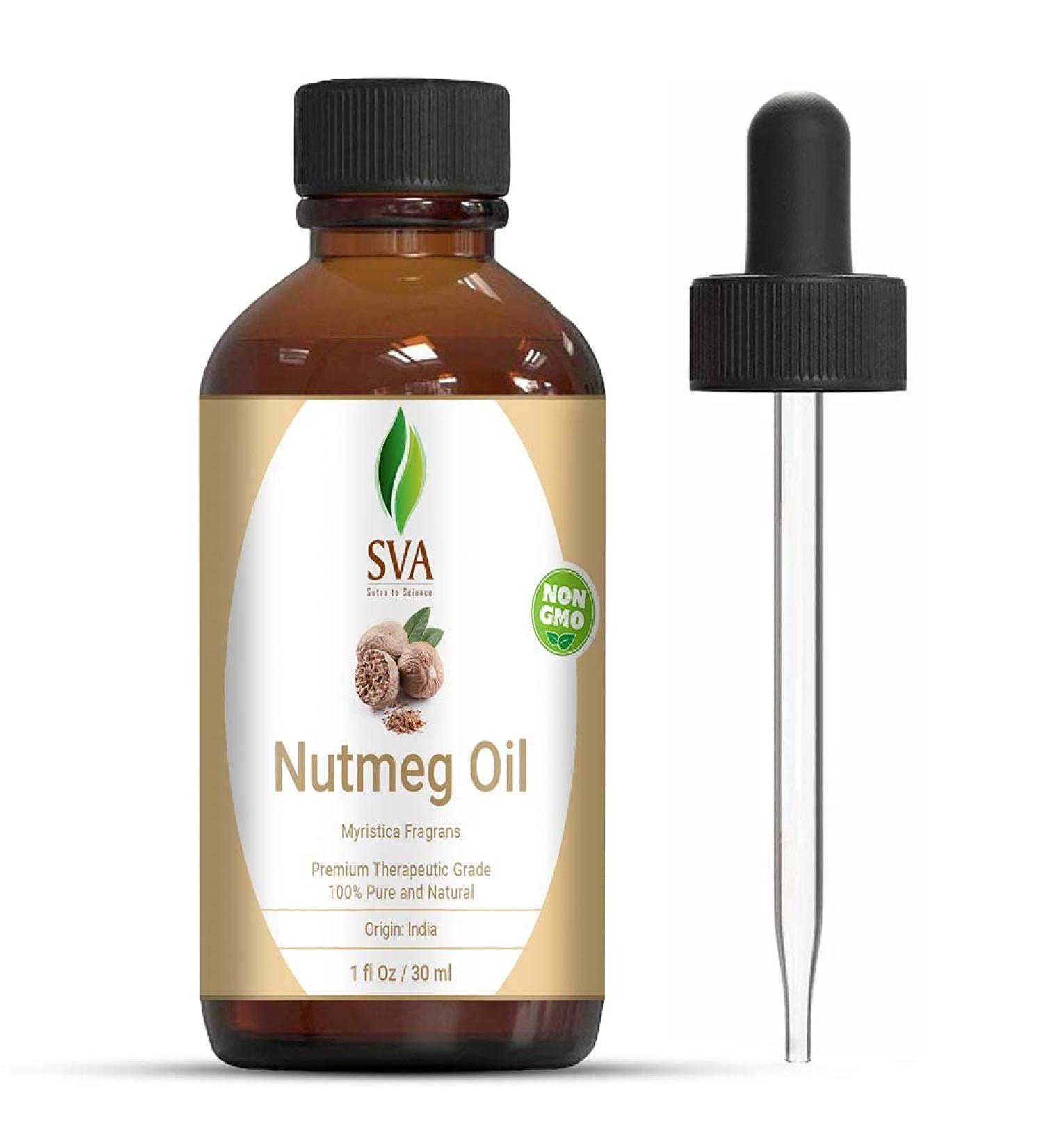 Nutmeg Essential Oil 1oz - Premium Therapeutic Grade, 100% Pure & Natural - for Skin, Aromatherapy, Hair Care - with Dropper - Buy Online on GoSupps.com
