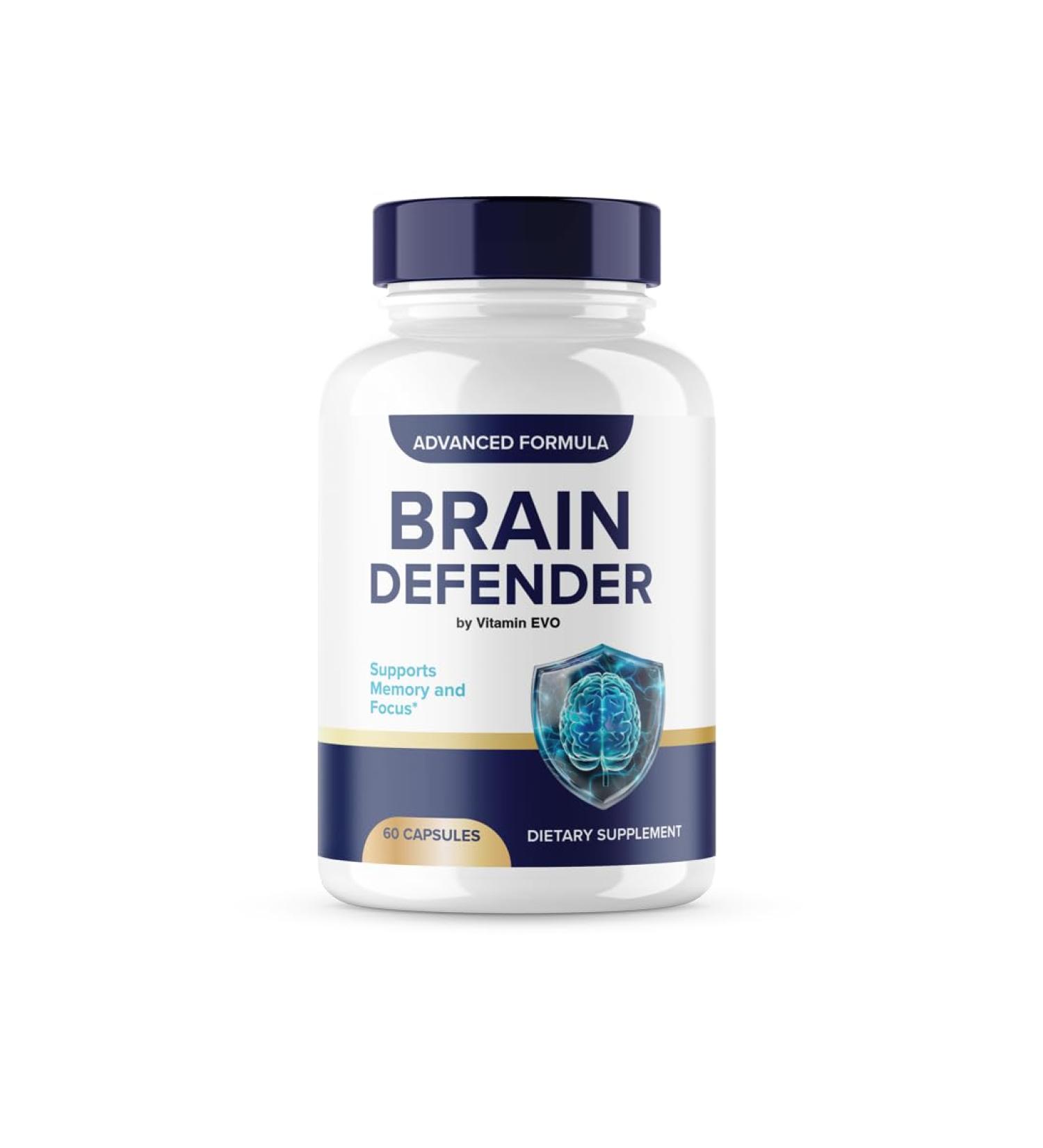 Brain Defender Capsules Official Brain Defender Support Supplement Pills Brain Defender Cognitive Health Memory Advanced Formula Braindefender Brain Support 30 Servings 1 Month Supply (60 Capsules)