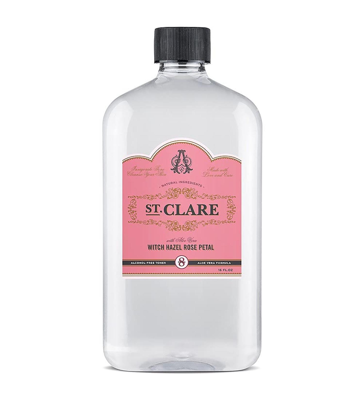 St Clare Rosewater, Aloe & Witch Hazel Alcohol-Free Facial Toner - 16oz | Skin Care with Rose Water & Aloe Vera | Gentle Toner for Face & Skin - Buy Online on GoSupps.com