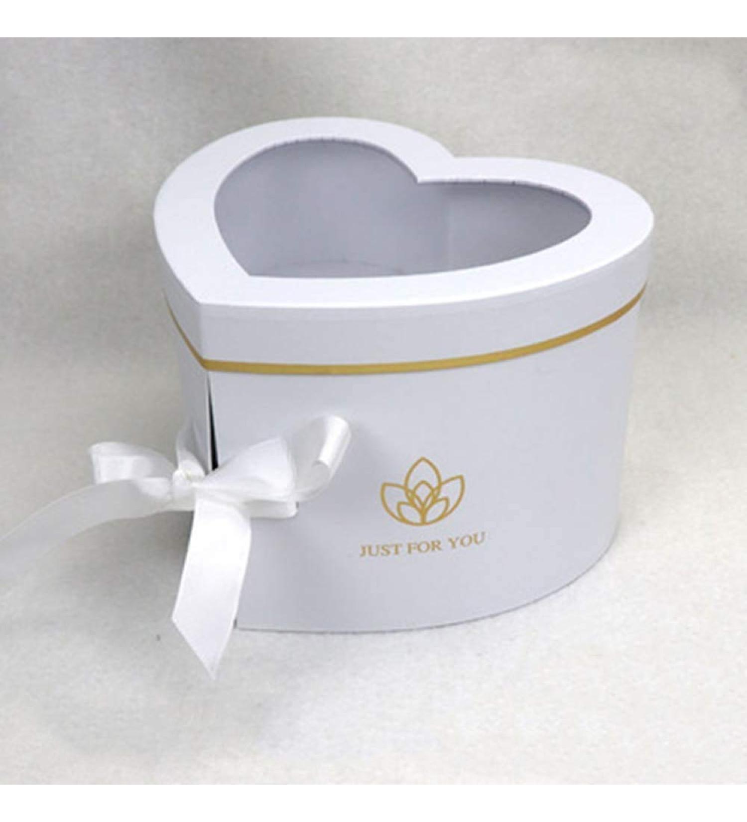 BBJWRAPS Heart Shaped Flower Box with Lid - Luxury Paper Mache Gift Box for Florist Deliveries - 9x8x6.5 inches (White) - Buy Online on GoSupps.com
