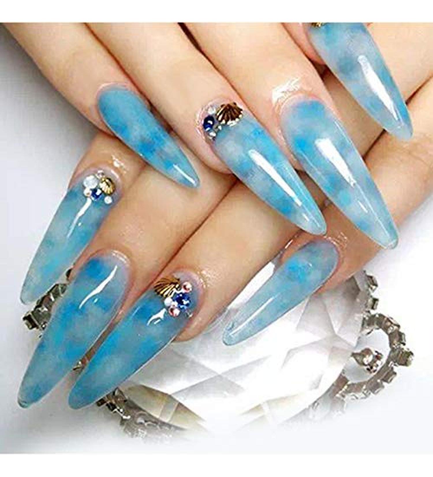 YIMART 500pcs Stiletto False Nails - Clear Long Almond Full Cover Nail Tips for Salon & Nail Art - Buy Online on GoSupps.com