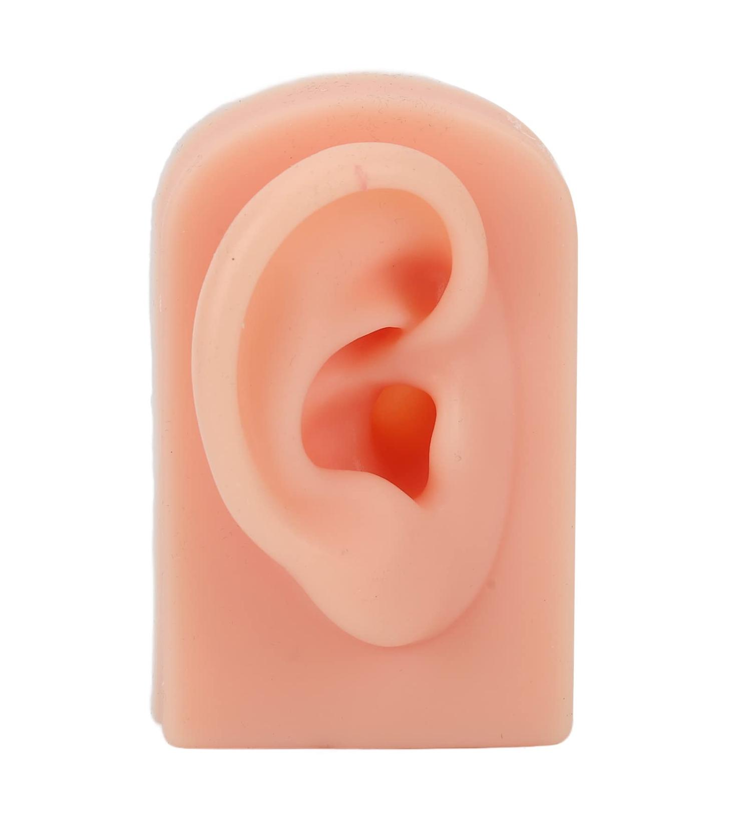 Silicone Flexible Right Ear Model - Reusable Fake Ear Piercings Practice Tool in Light Skin Color - Buy Online on GoSupps.com