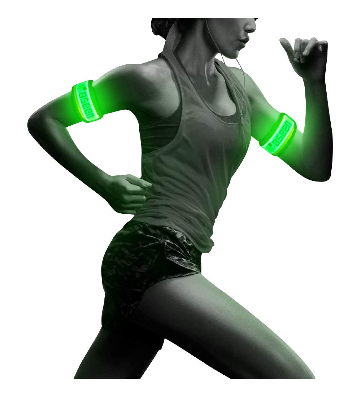 BSEEN 2 Pack LED Armbands for Running - Glow in The Dark Safety Running Gear LED Bracelet Sports Wristbands Citron Yellow - Buy Online on GoSupps.com