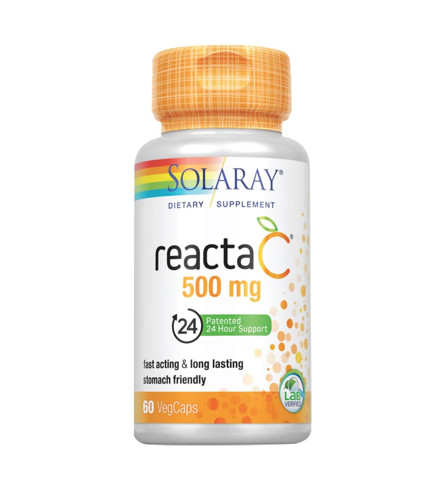 Solaray Reacta-C 500 mg - 60 Vegan Capsules for Immune Support - Buy Online on GoSupps.com