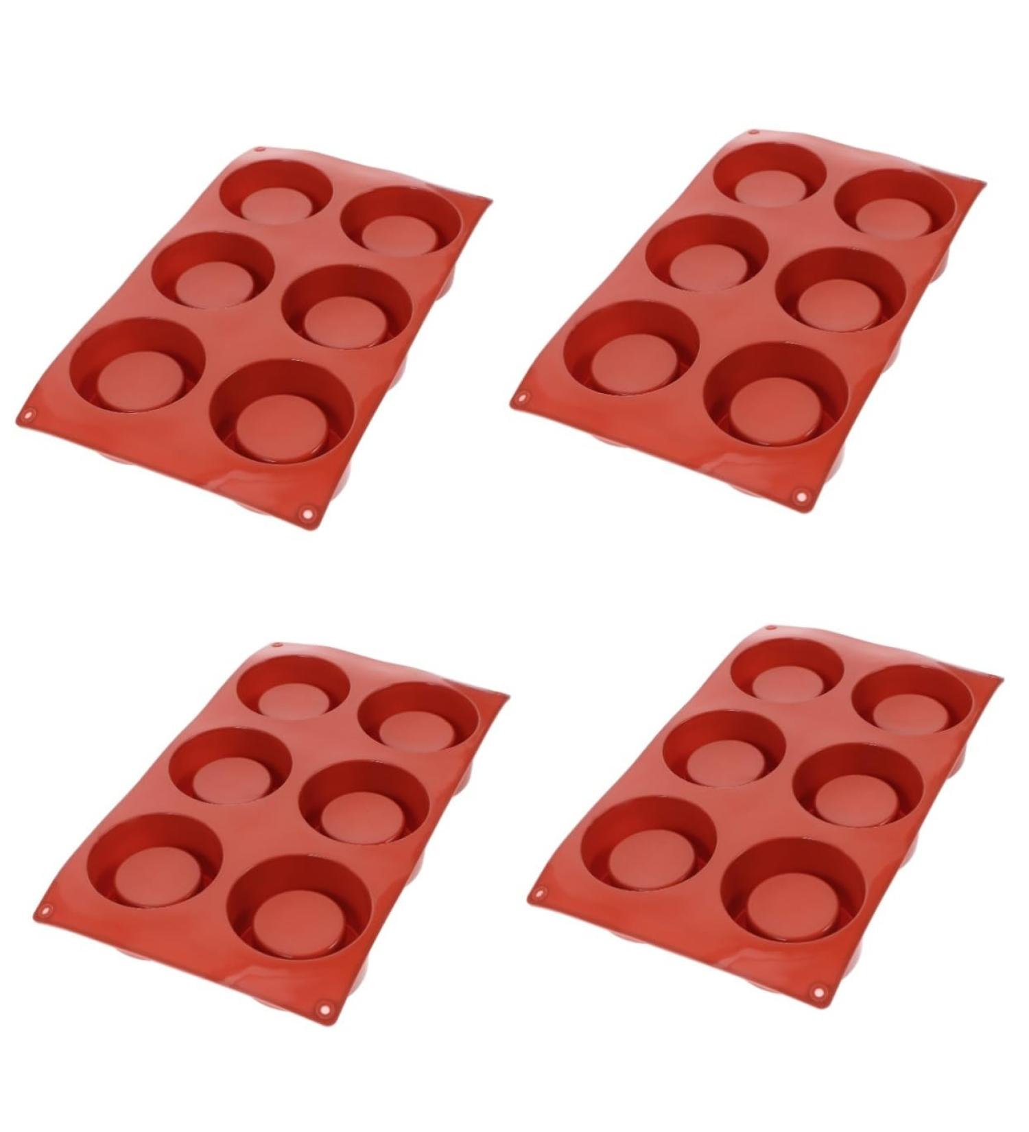 HOMSFOU 4pcs Baking Mold Silicone Muffin pan Silicone Donut Mousse Cake Trays Christmas Candy Round Shaped Silicone ice Cream Mold Cake Making molds Silica Gel Baking Cup Aromatherapy 29.5X18.5X5cmx4pcs Dark Redx4pcs - Buy Online on GoSupps.com