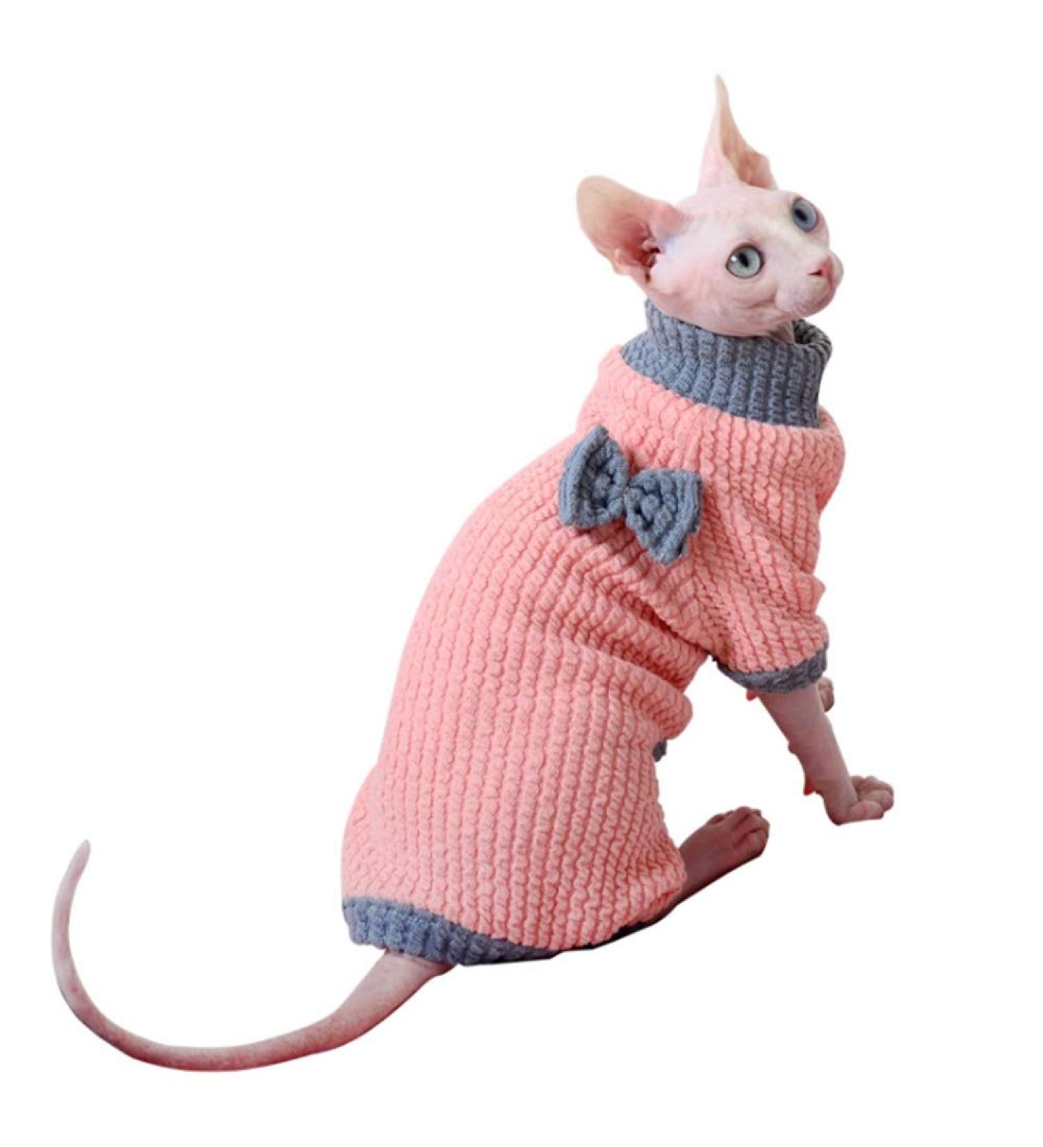 Rayminsino Sphynx Cat Clothing | Elastic Four-Legged Kitten Outfit | Medium Pink Home Wear - Buy Online on GoSupps.com