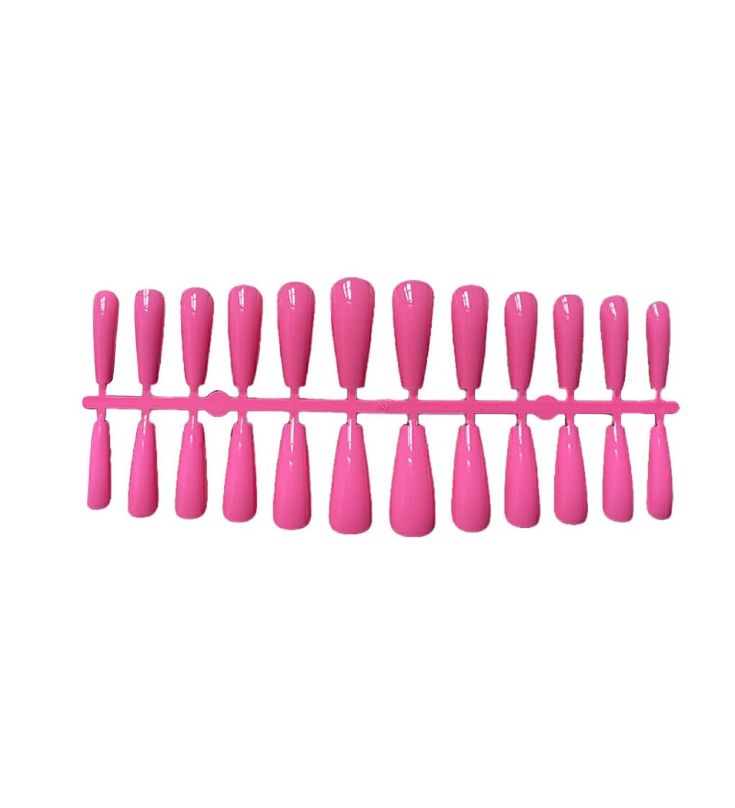 dijiusidy 1 Set French Tip Press on Nails Coffin Design Glittery Solid Colors Adhesive Tabs Gifts Decorations for Women Girls bright pink - Buy Online on GoSupps.com