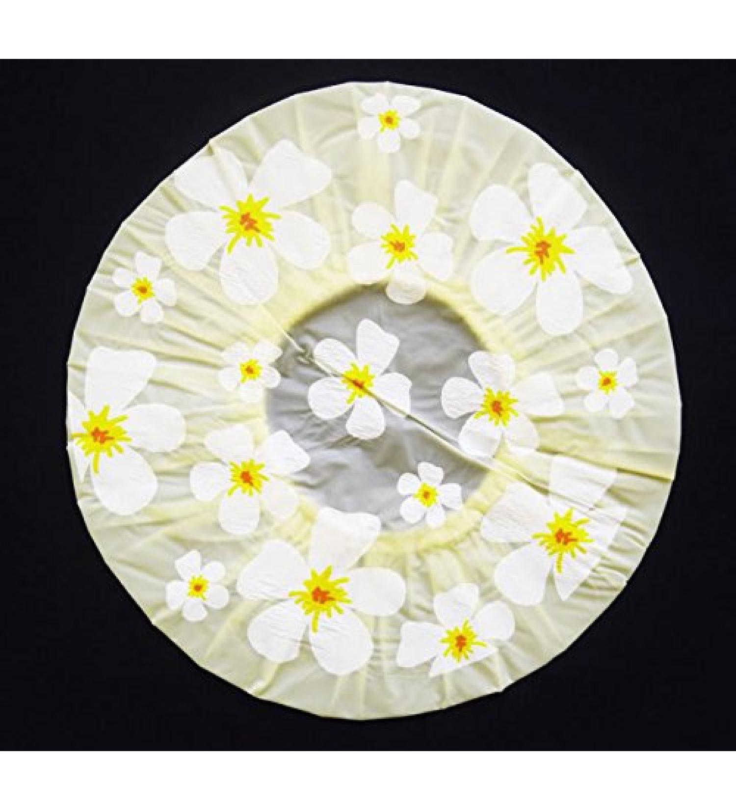 Shower hood yellow shower cap flower motif