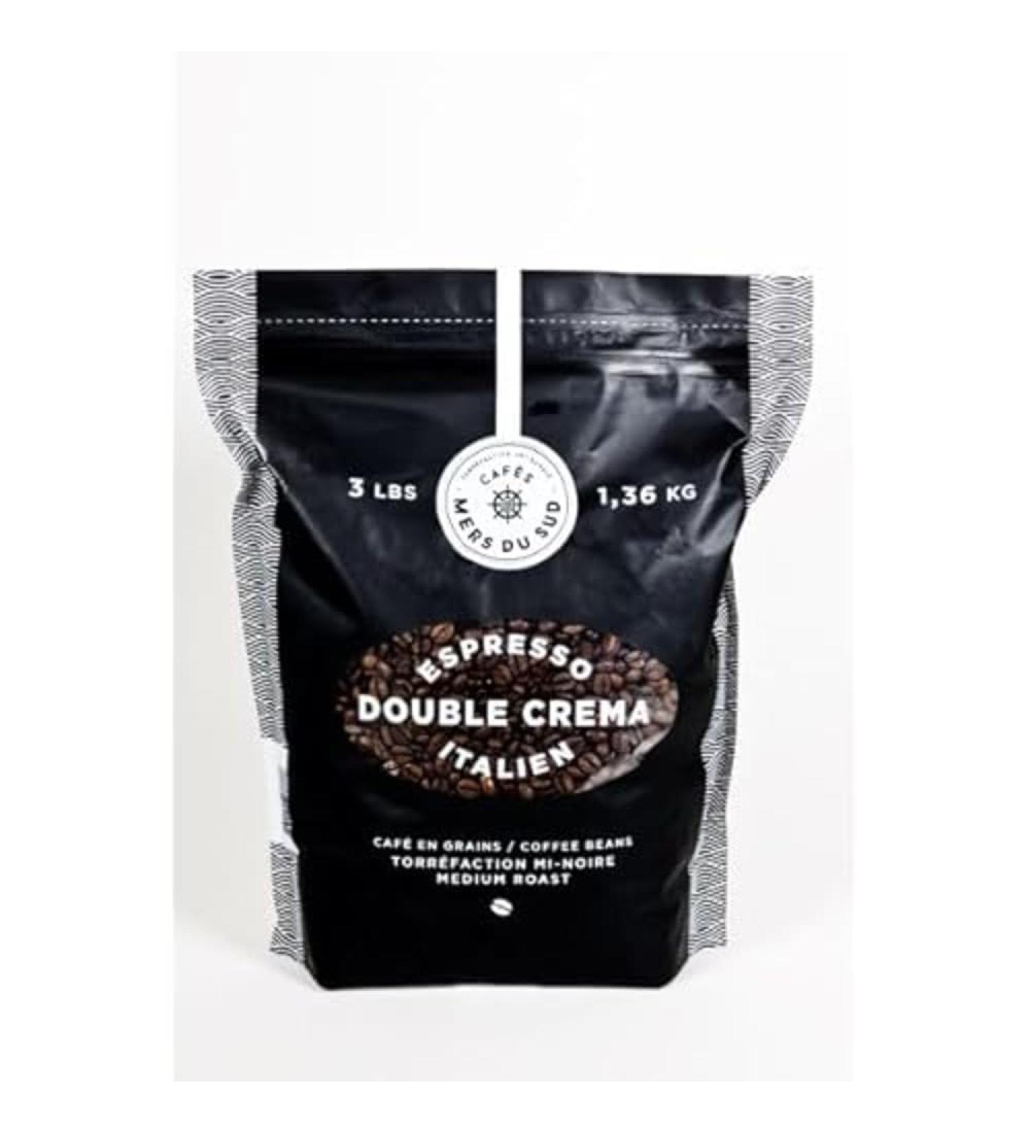 LA CIE DES MERS DU SUD Whole Beans - Espresso Double Crema Italien - Cafes Mers Du Sud Medium Roast 3 Pound (1.36 Kg) Resealable Bag Medium Roast 1.36 Kilogram 3-lb Bag