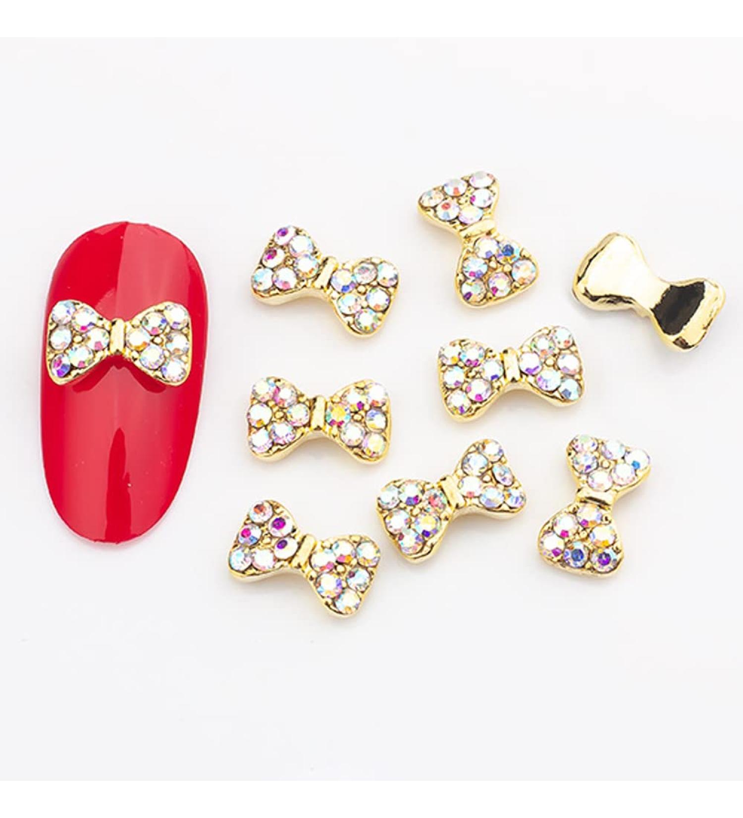 10pcs 3D Nail Art Crystal Rhinestone Bow Big Gems Charms for Nail Art Decoration Jewelry Sparkle Craft DIY Beads (#3041 10pcs)