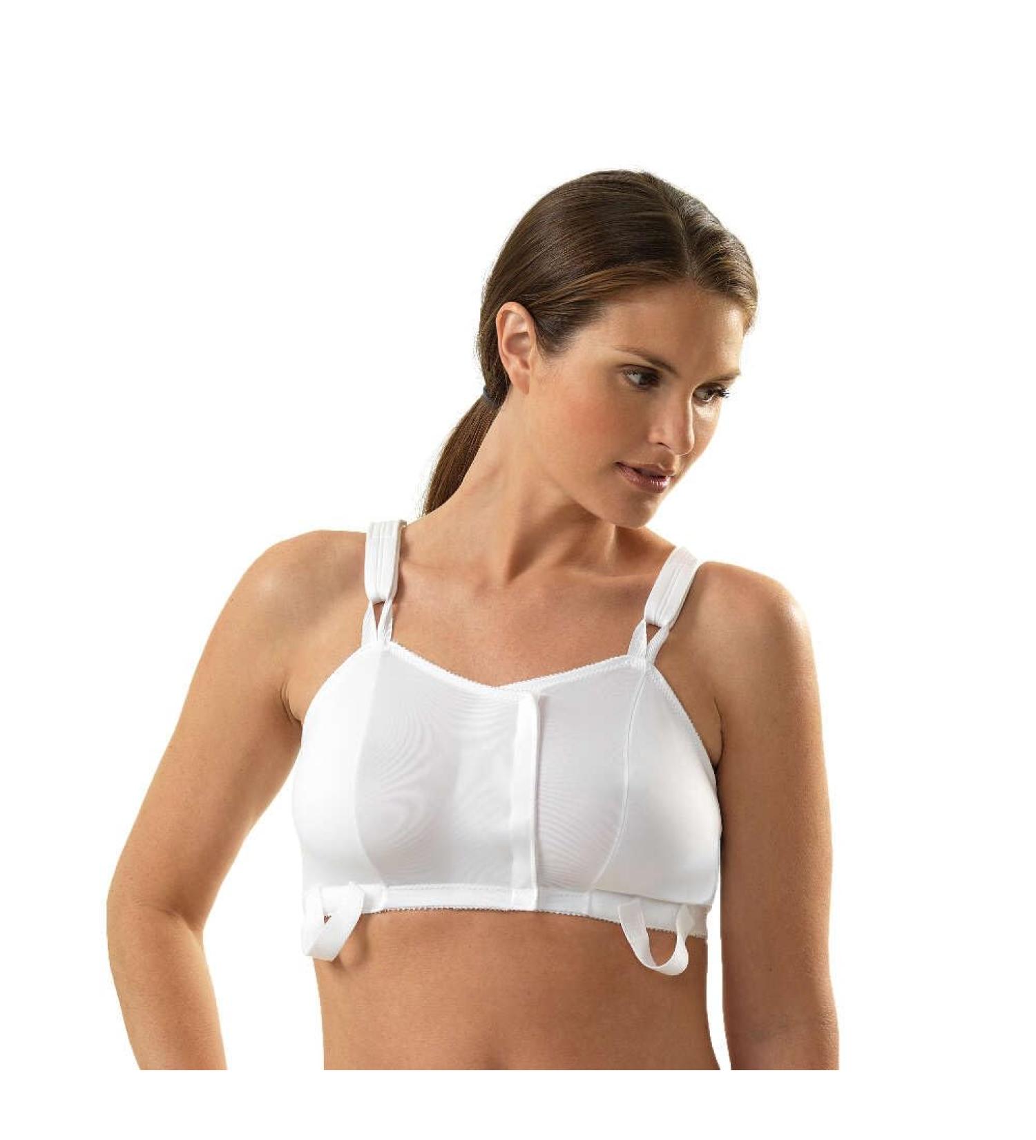 MediChoice Premium Wireless Surgical Bra - Adjustable Front Closure Mastectomy Support Bra X-Large (40"-42") White - Compression & Everyday Comfort - Buy Online on GoSupps.com