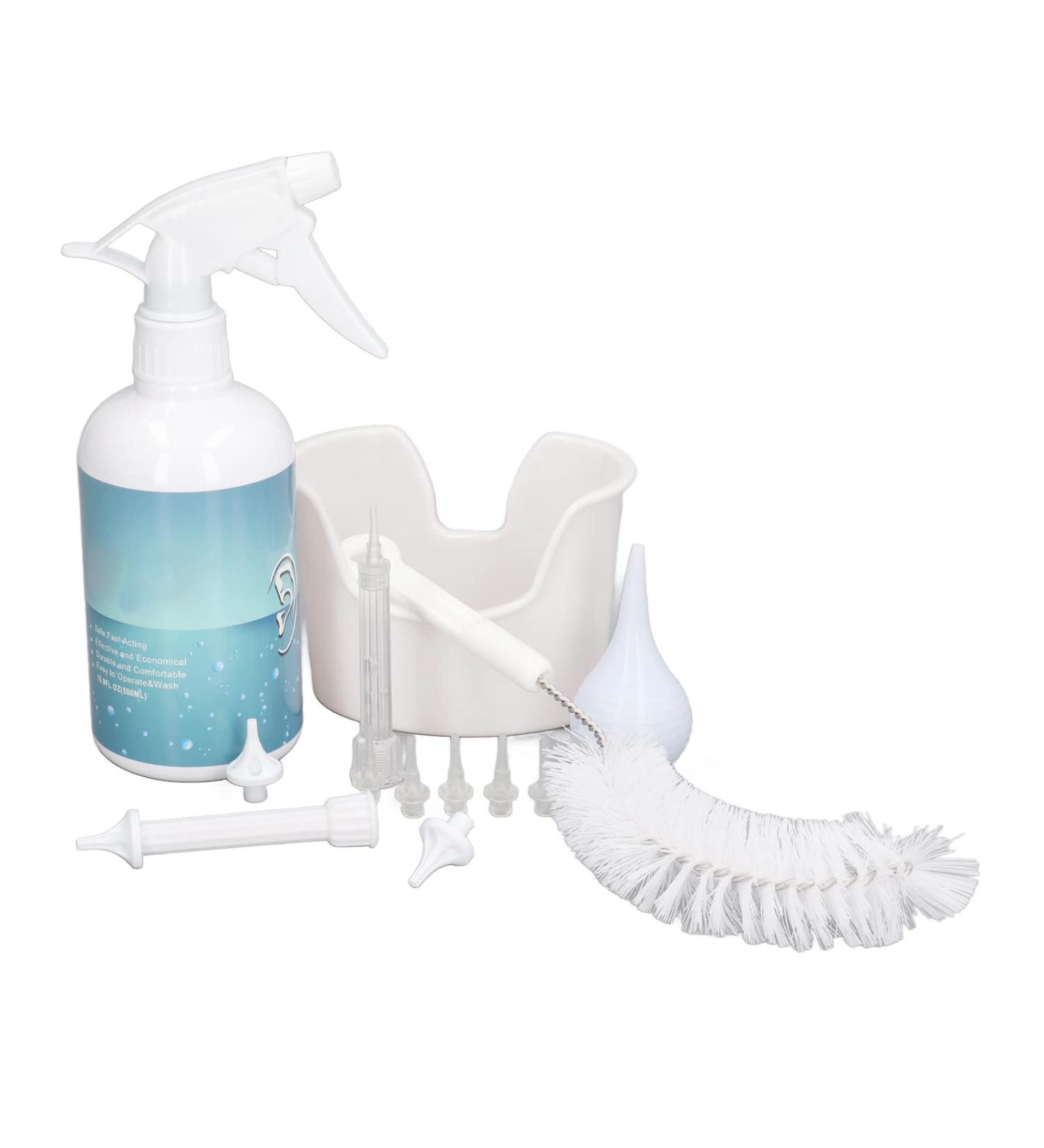 Ear Irrigation Flushing System Kit Manual Ear Rinse Kit with Squeeze Bulb 5 Silicone Nozzles and Ear Wash Basin Gentle Washing Syringe for Adults Seniors - Buy Online on GoSupps.com