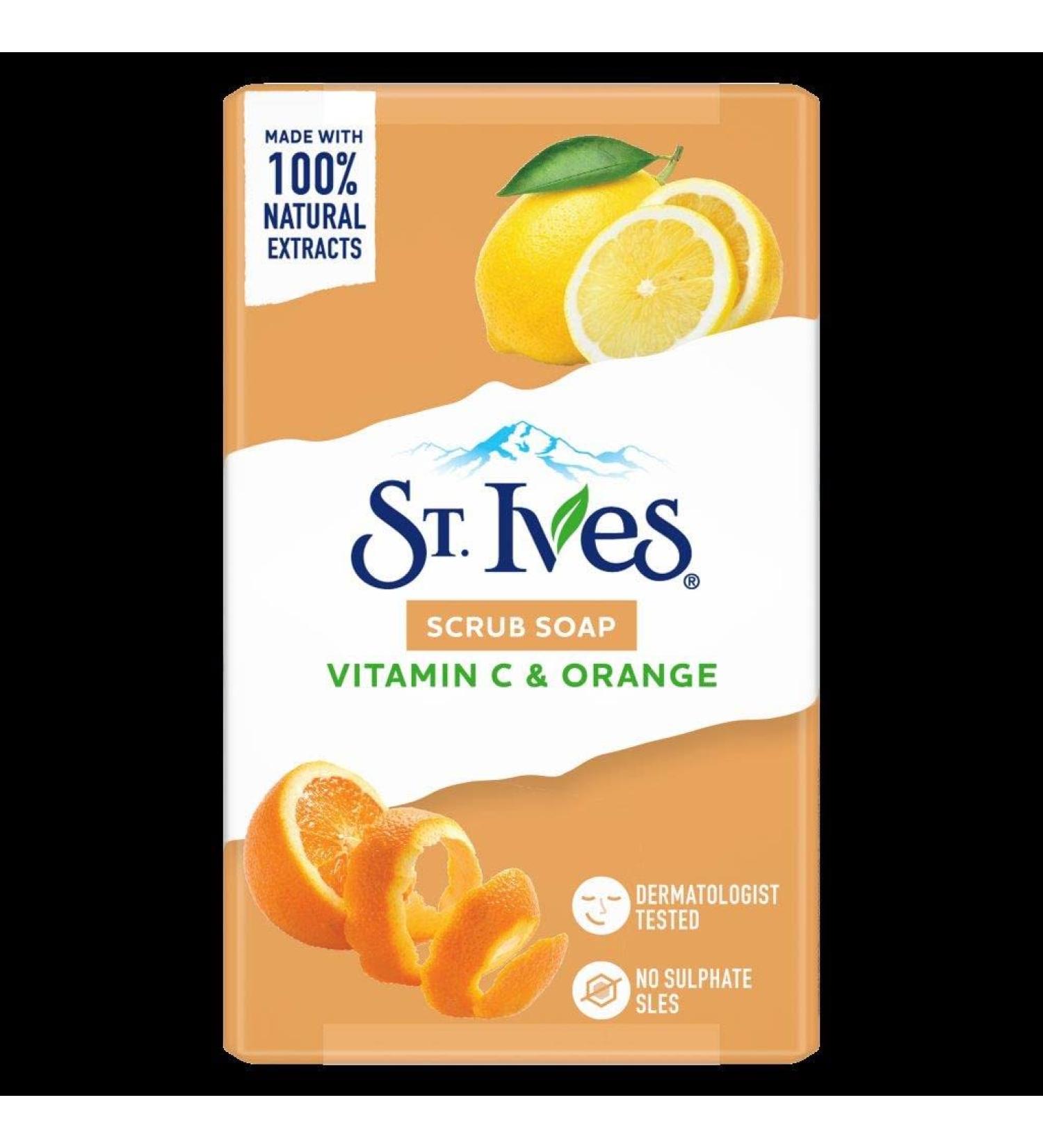 St. Ives Scrub Bar Soap with Vitamin C & Orange - 4 Pack | Nourishing Exfoliating Soap for Glowing Skin - International Shipping Available - Buy Online on GoSupps.com