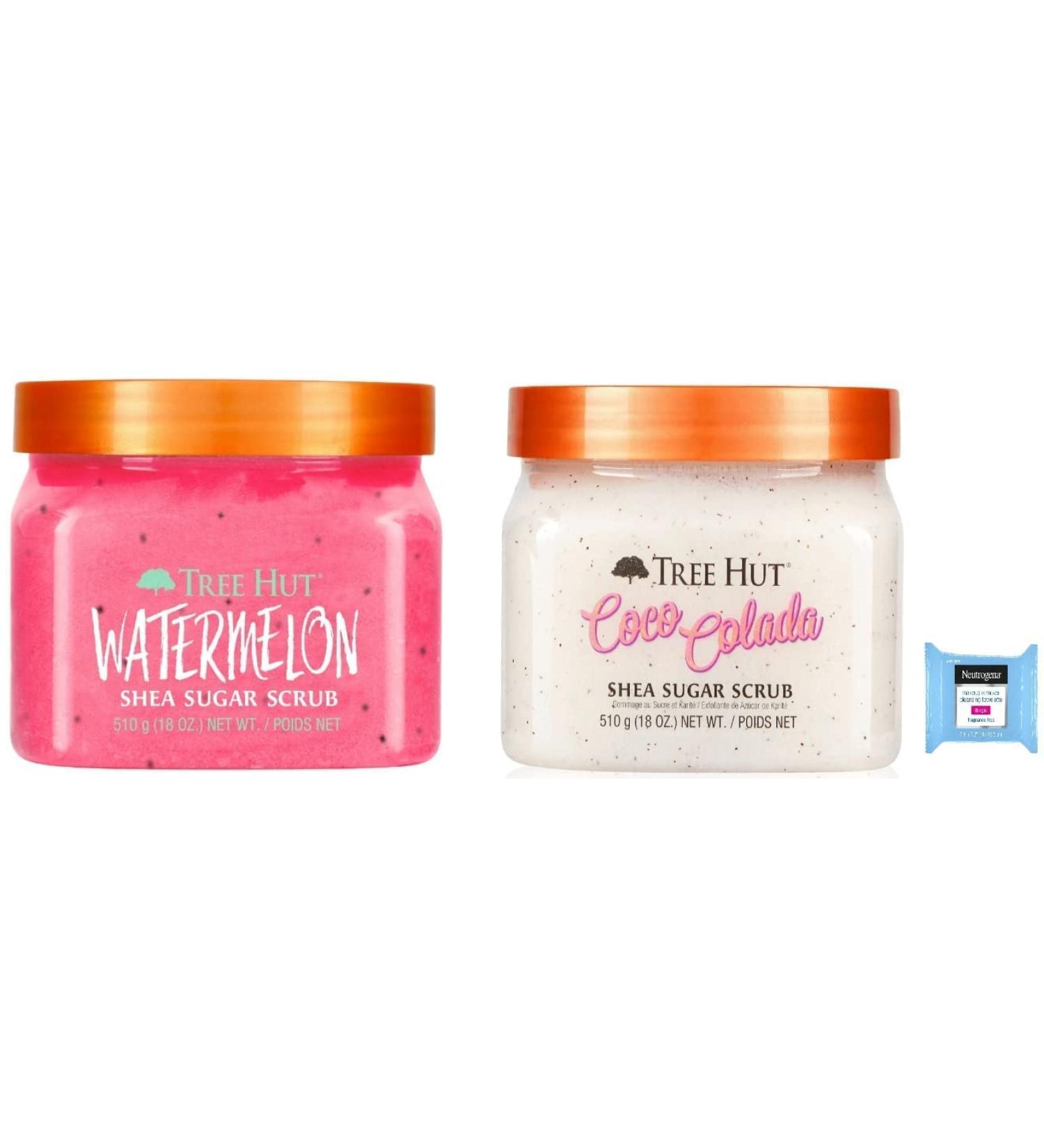 Tree Hut Watermelon Coco Colada Body Scrub 18oz 2PK + Makeup Remover Wipe - Buy Online on GoSupps.com