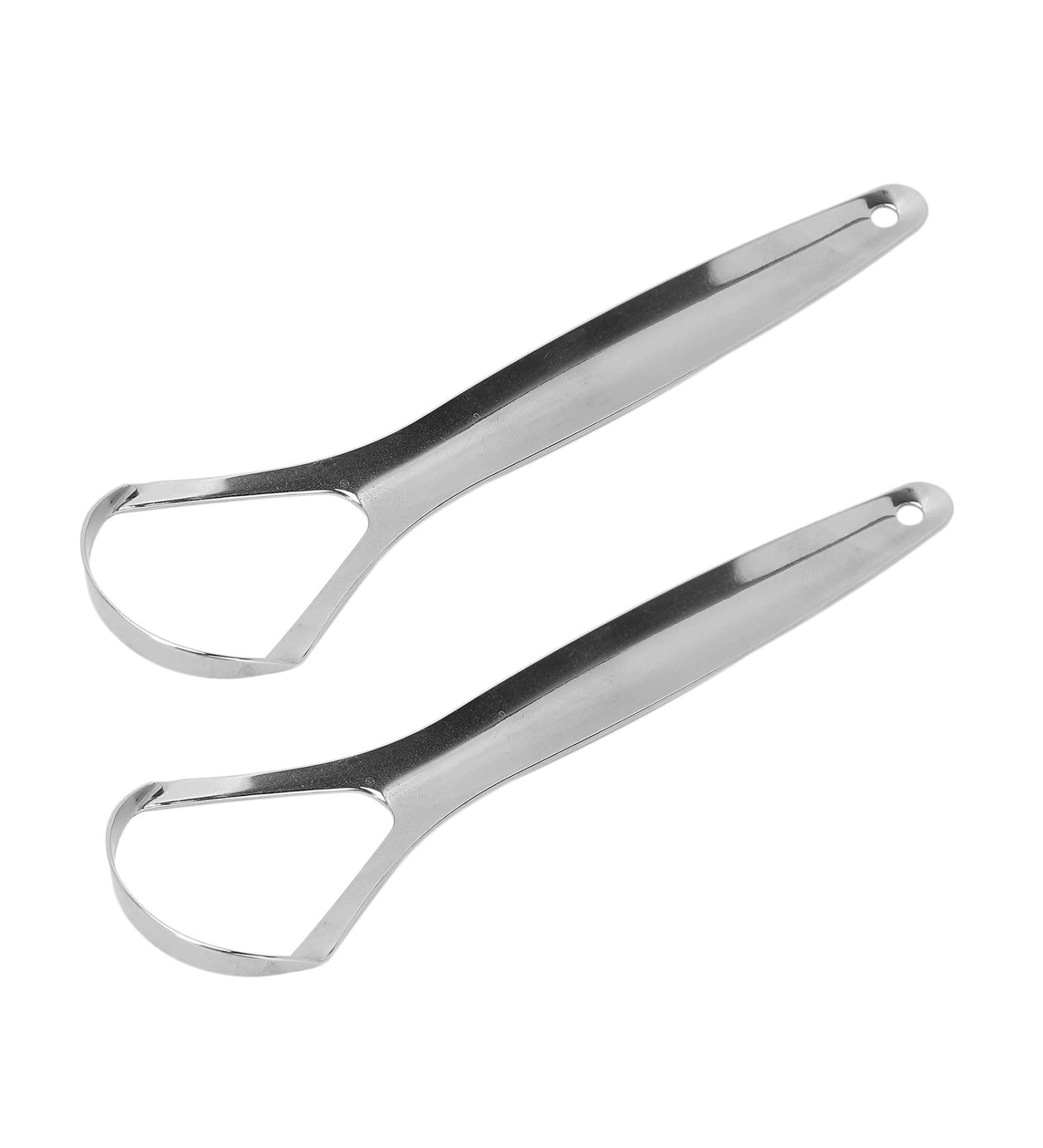 2 Pieces Stainless Steel Tongue Scraper - Portable Reusable Tongue Cleaner for Adults | Freshen Breath & Improve Hygiene - Buy Online on GoSupps.com