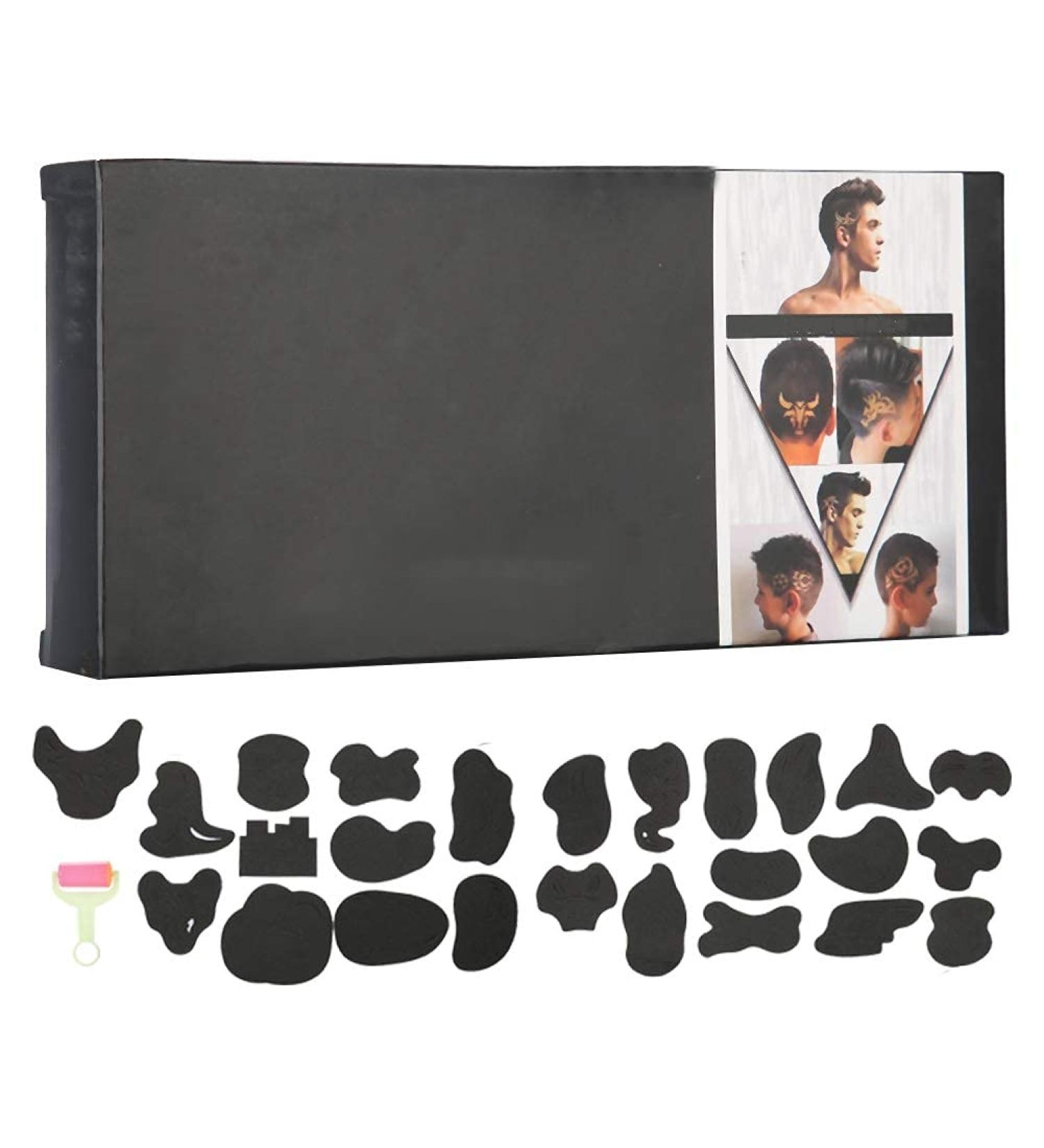 Salmue 25-Piece Tattoo Patterns Template Set for Hair Trimmers - Barber Tools for DIY Styling - Men and Women - Buy Online on GoSupps.com