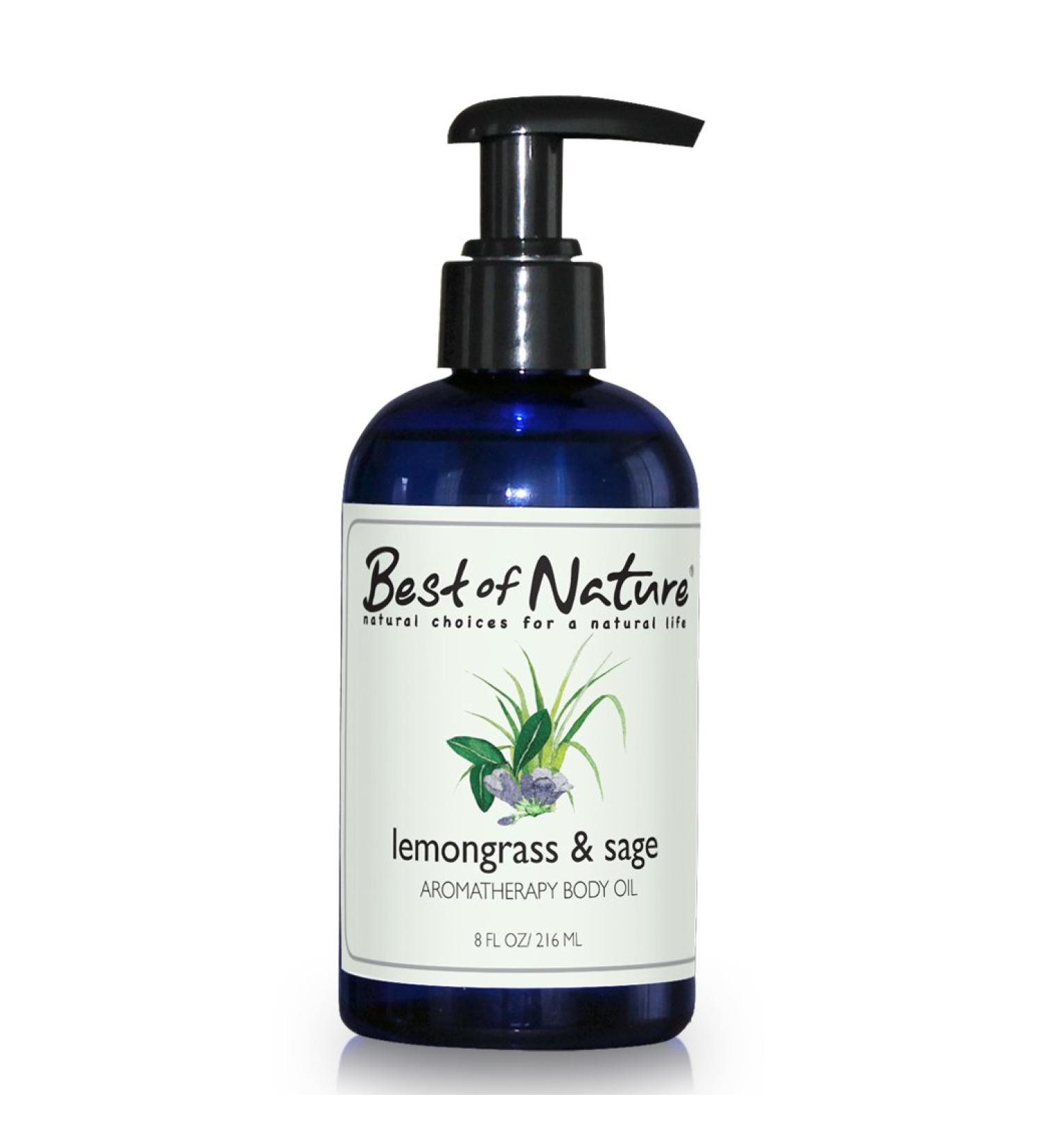 Lemongrass & Sage Aromatherapy Body Oil - 100% Pure & Natural - 8 oz | Best International Shipping - Buy Online on GoSupps.com