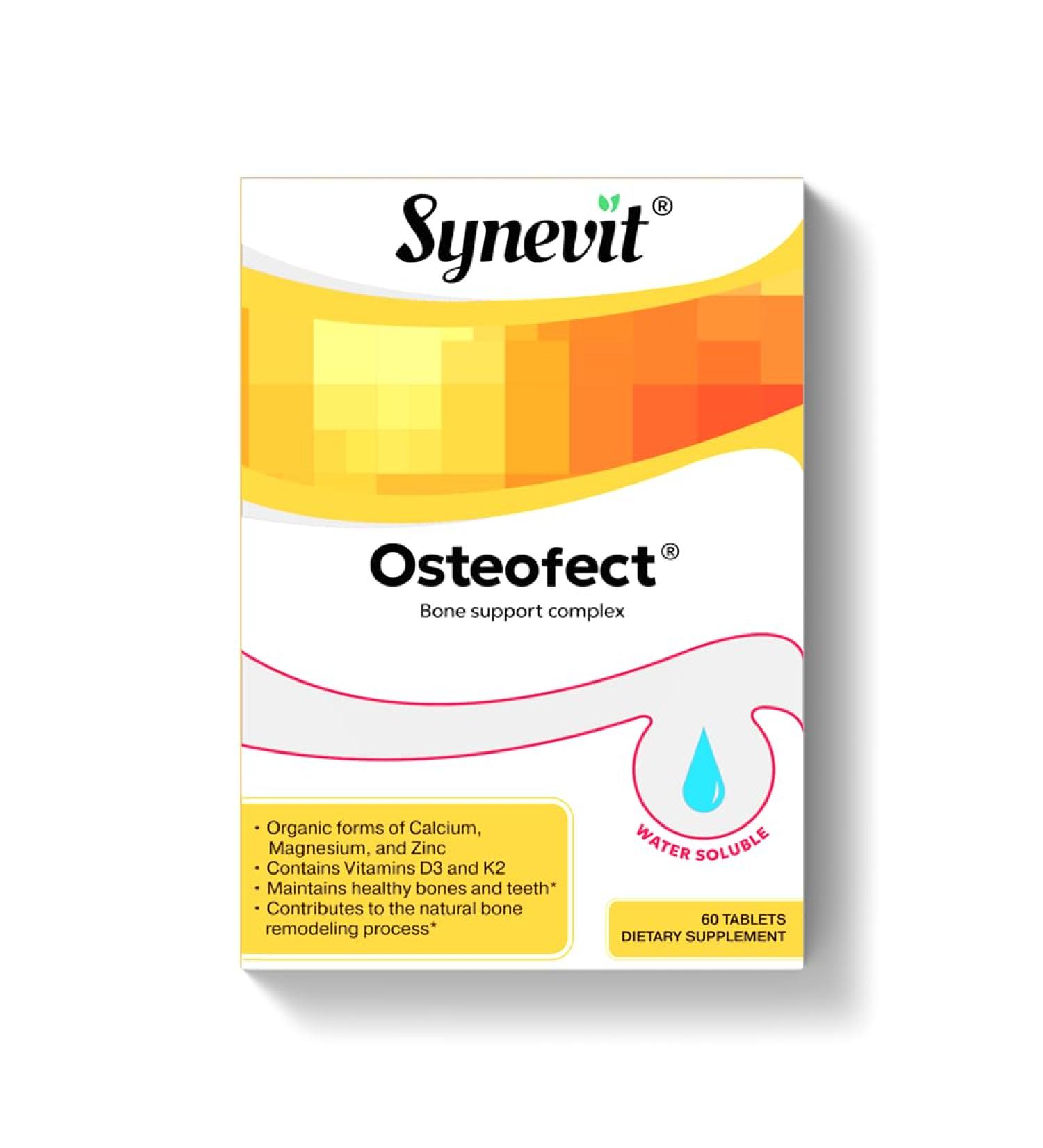 Synevit Osteofect Bone Support Complex Organic Calcium with Vitamin D3 & K2 Magnesium & Zinc - Supports Healthy Bones & Teeth 60 Veg Capsules - Buy Online on GoSupps.com