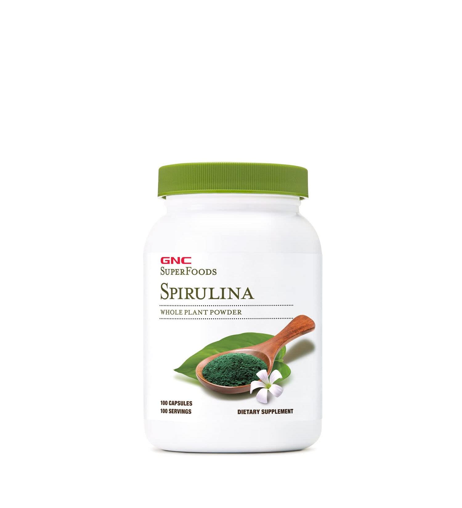 GNC SuperFoods Spirulina Whole Plant Powder Capsules - 100 Capsules