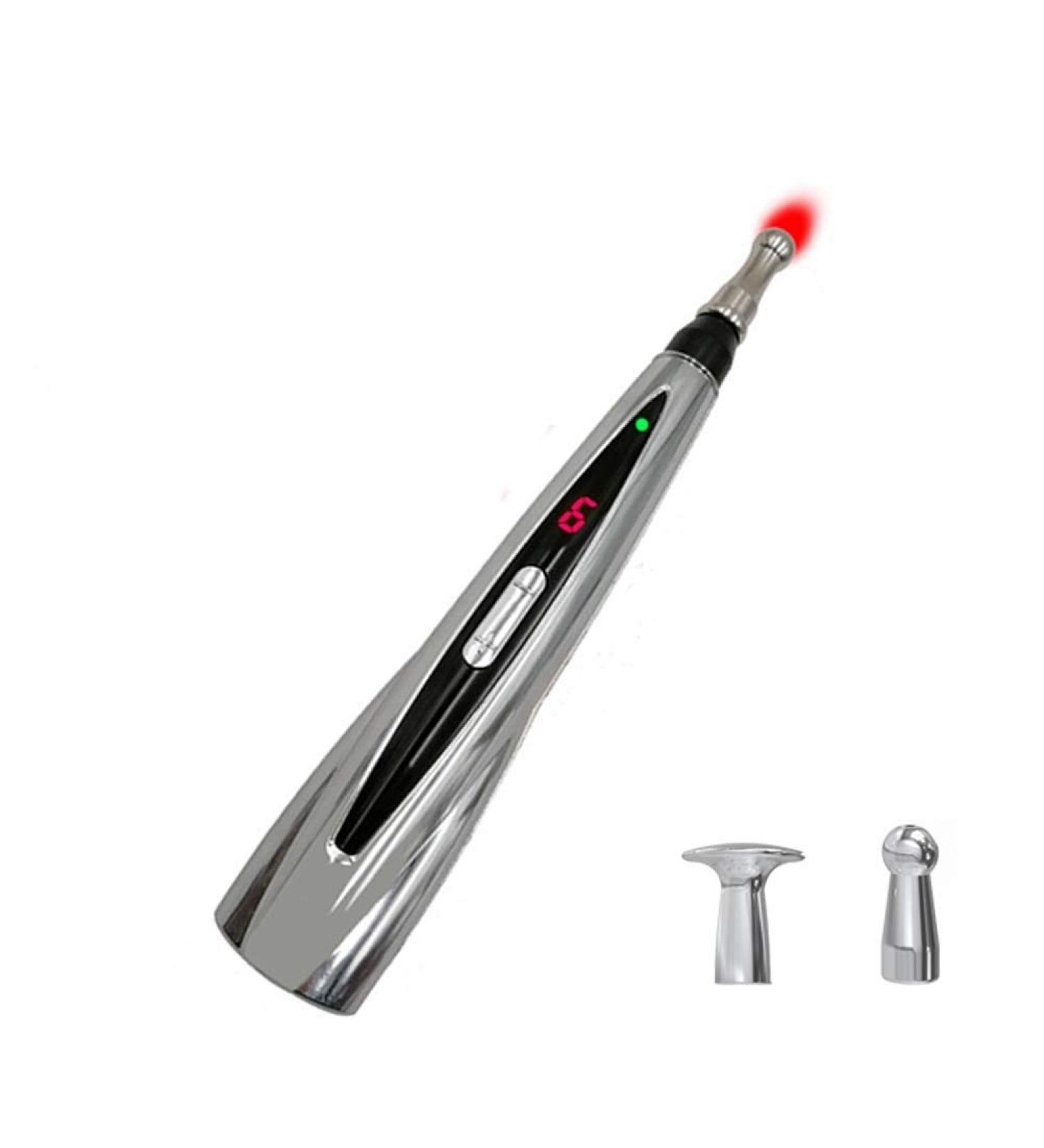 Buy Electric Acupuncture Pen - USB Rechargeable Meridian Energy Pen with 2 Massage Heads & 9 Levels for Pain Relief - Buy Online on GoSupps.com
