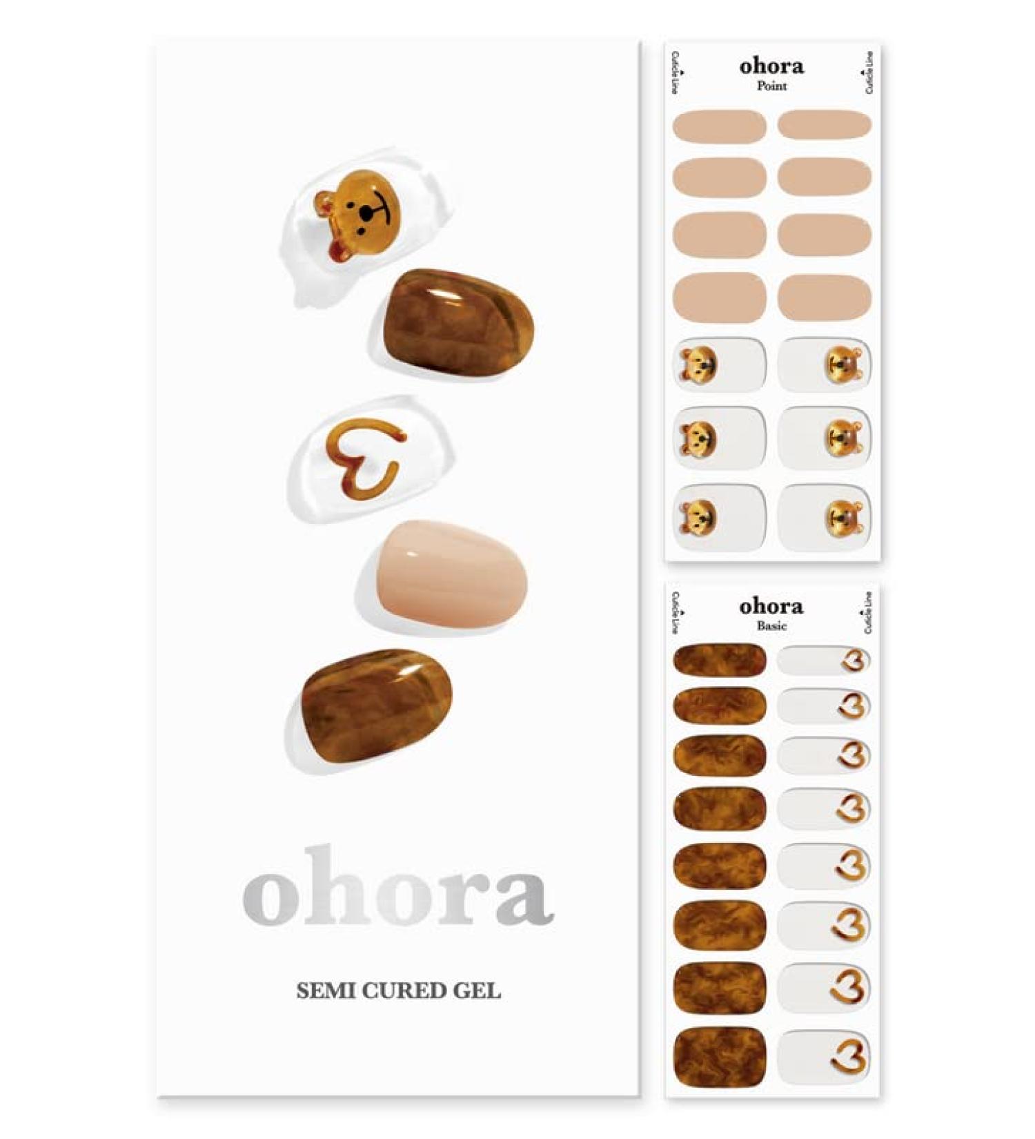 ohora Semi Cured Gel Nail Strips (Caramel Bear) - Salon-Quality Long Lasting - Easy Application & Removal - Includes Prep Pads & Nail File - Gemstone Collection - Buy Online on GoSupps.com
