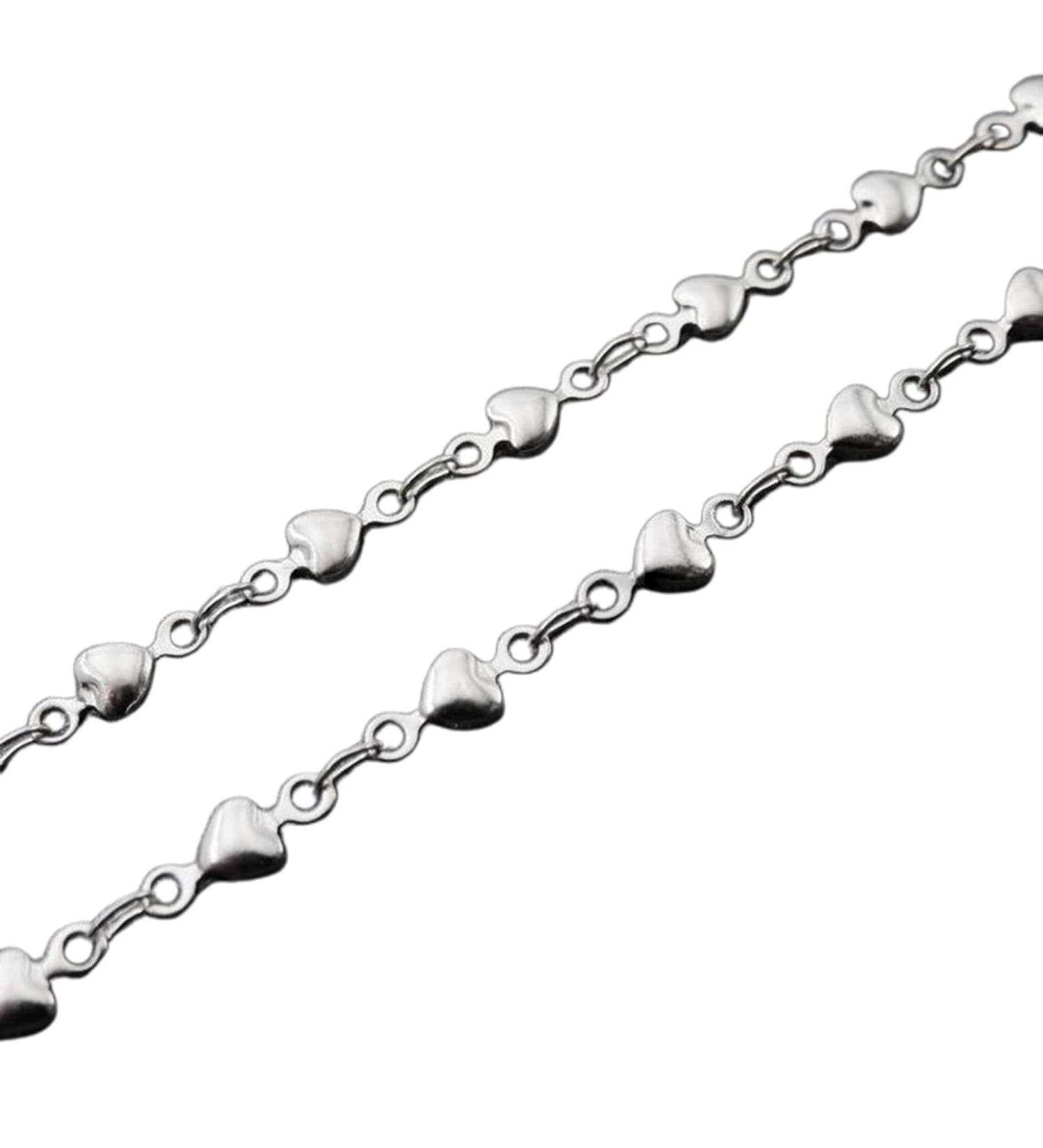 Oralgo Heart Chain Bracelet - Modern Adjustable Stainless Steel Jewelry for Parties & Everyday Wear - Buy Online on GoSupps.com