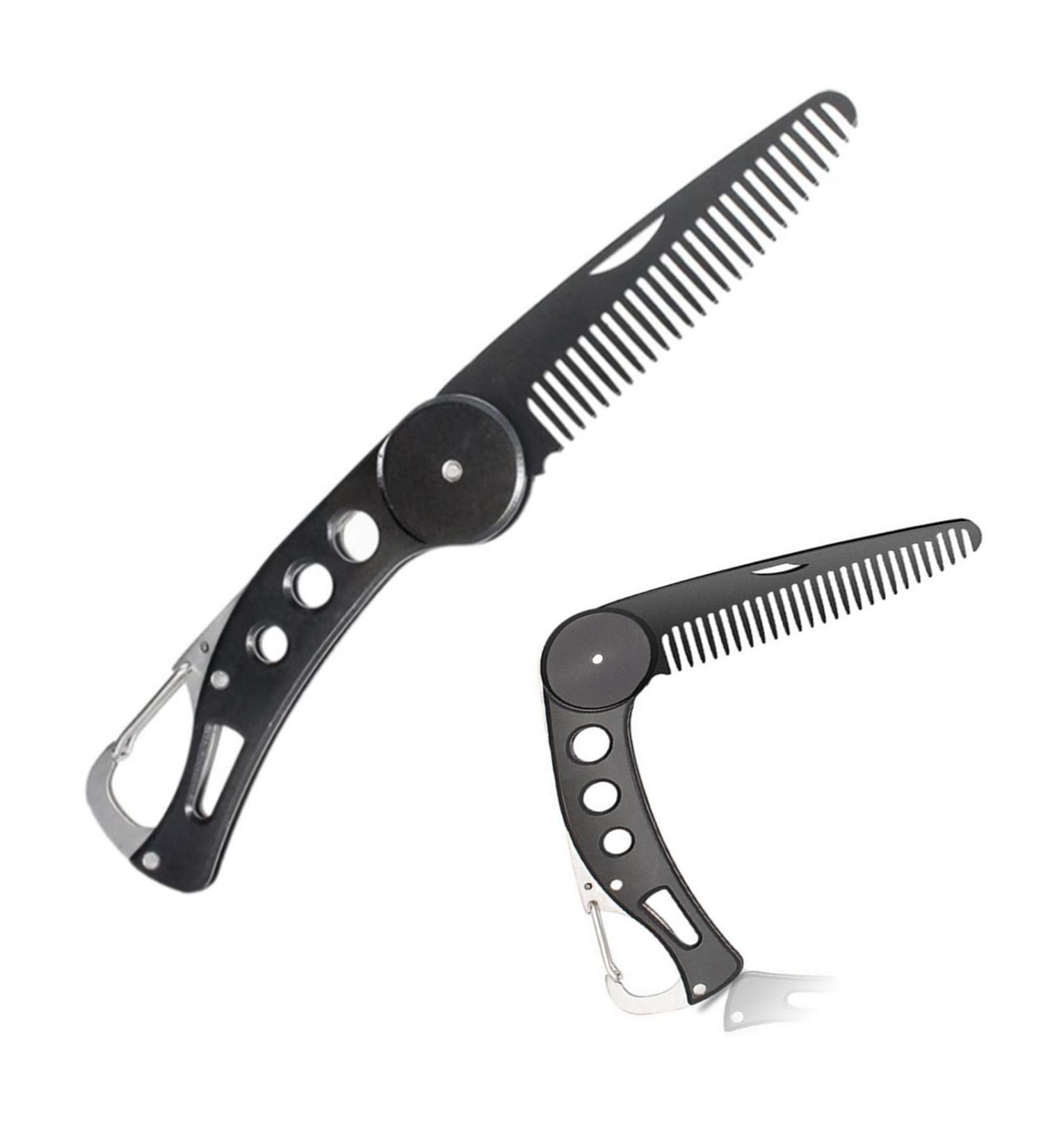 Stainless Steel Folding Beard Comb for Men - Anti-Static Pocket Comb for Beard and Mustache Styling - Buy Online on GoSupps.com