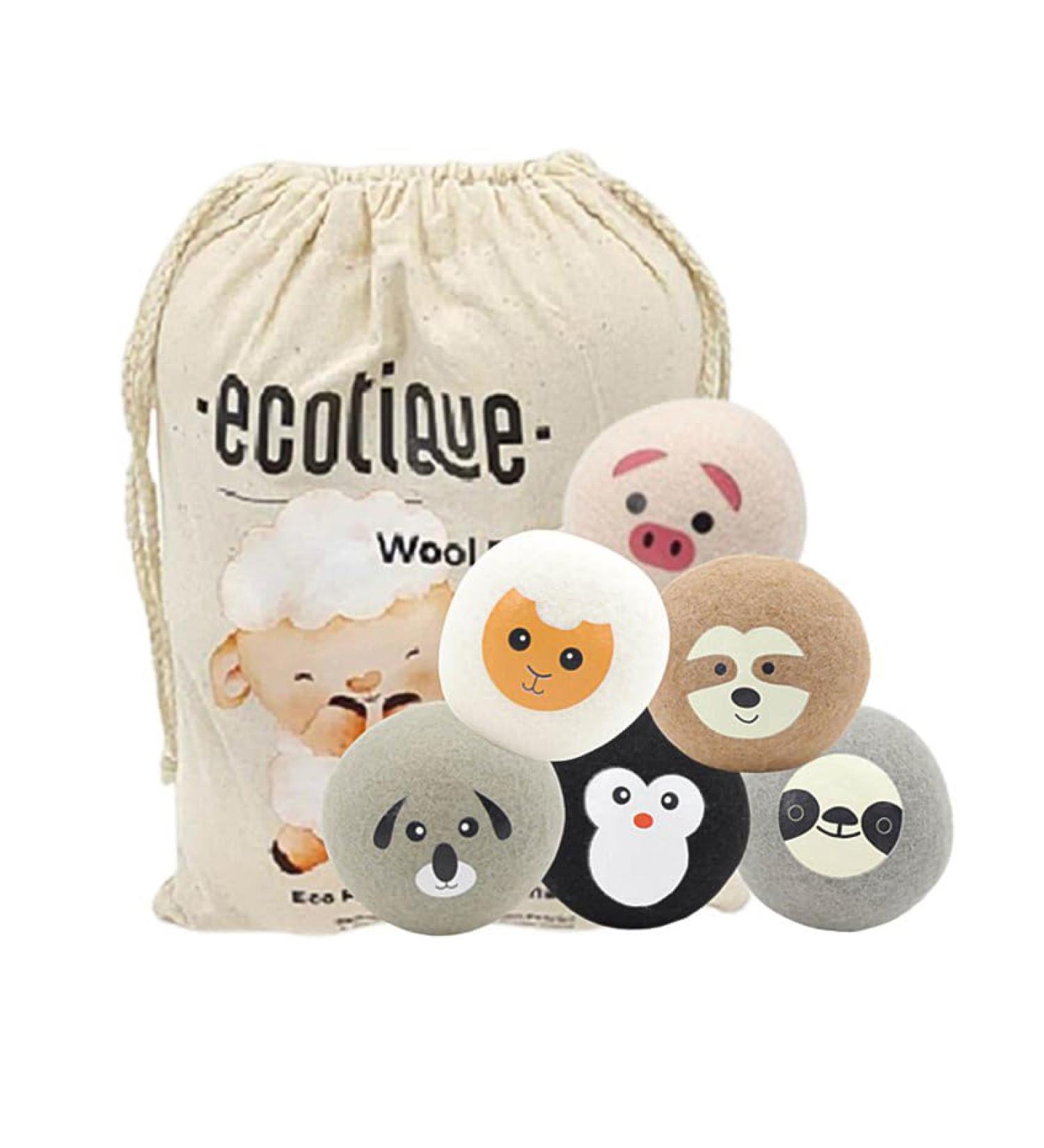 ECOTIQUE Wool Dryer Balls 100% Natural Fabric Softener Reusable Reduces Clothing Wrinkles and Saves Drying Time Saves Energy Costs Eco-Friendly Pack of 6 XL (Assorted Designs) - Buy Online on GoSupps.com
