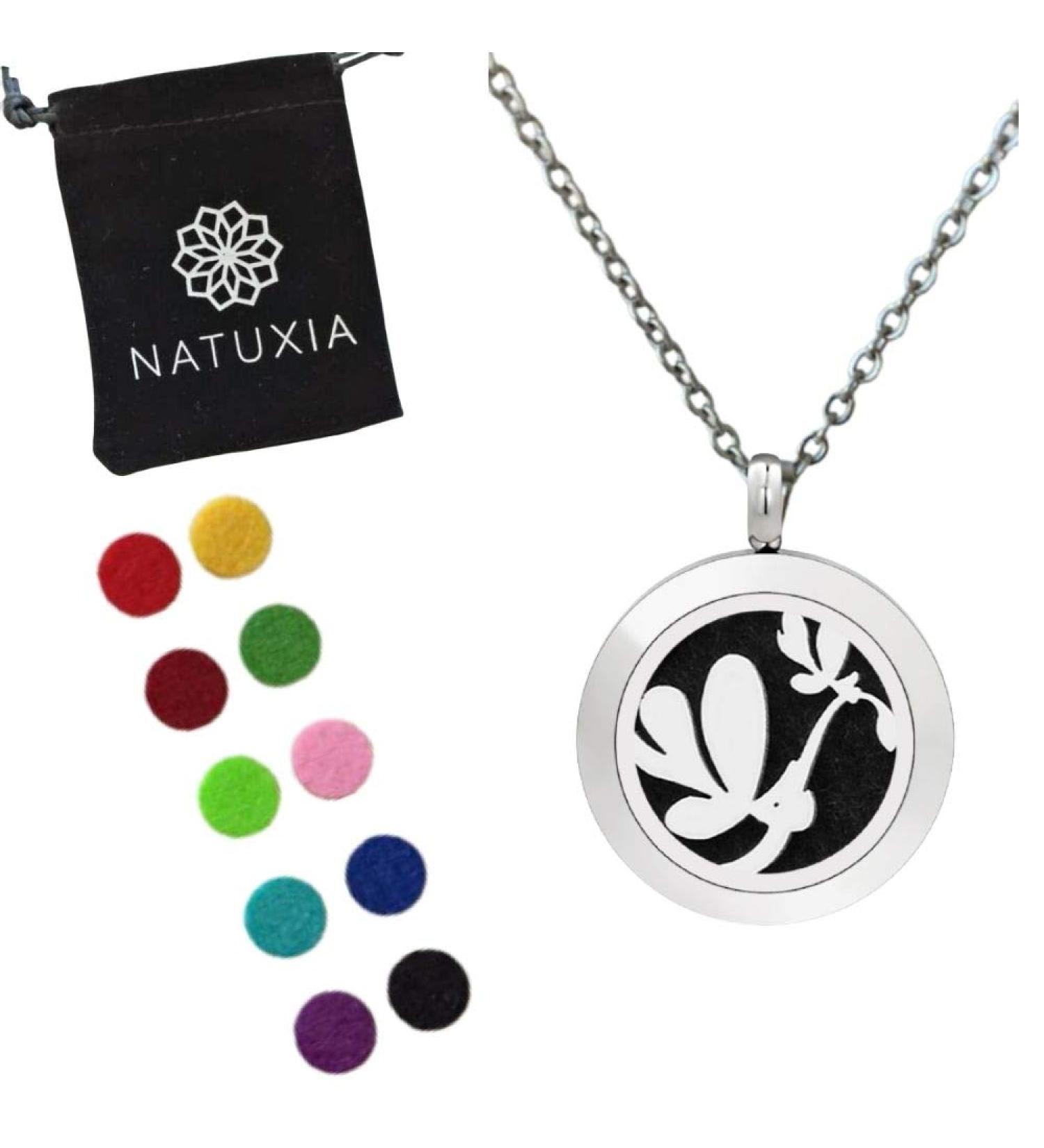 Aroma Diffuser Necklace - Butterfly Medallion Aromatherapy Jewelry with 10 Color Diffuser Pads | International Shipping - Buy Online on GoSupps.com