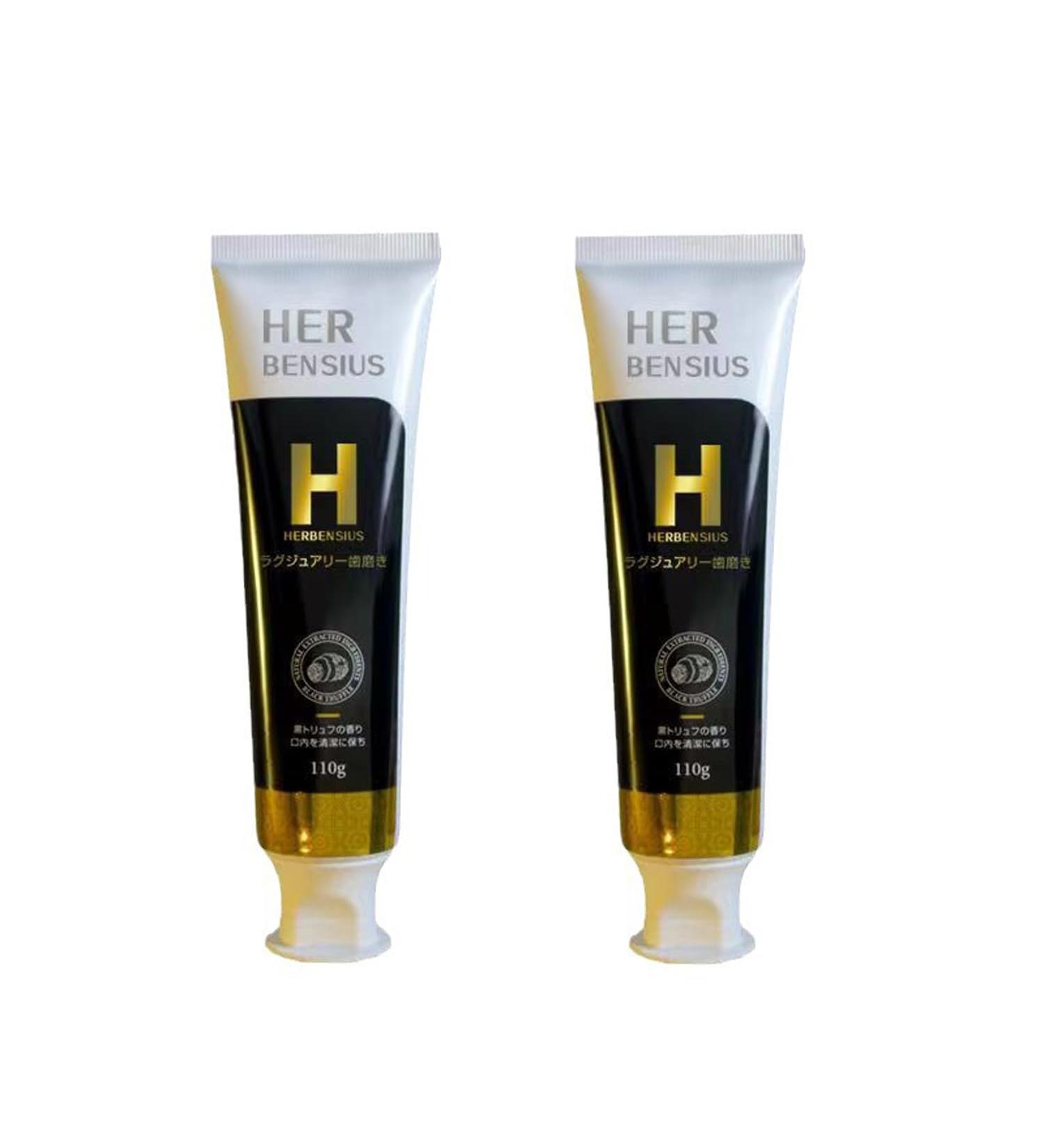 Japan HerBensius Black Truffle Toothpaste 110g*2 Toothpaste with Rich Foam.