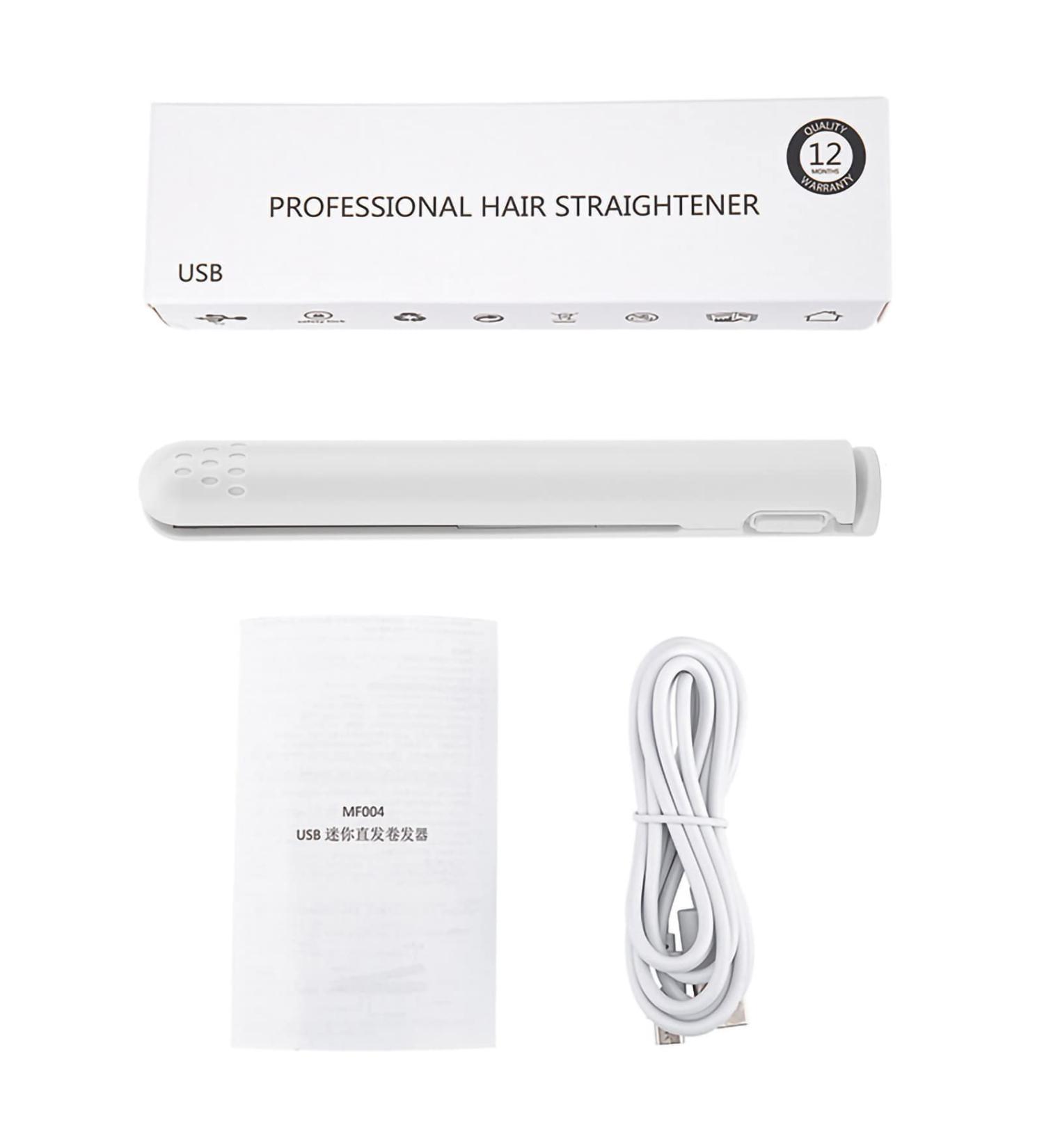 2 in 1 Hair Straightener Flat Iron Ceramic Floating Plate Easy Smart Keep Warm Function Not Harm Hair Suitable for Curly and Straight Hair (White)