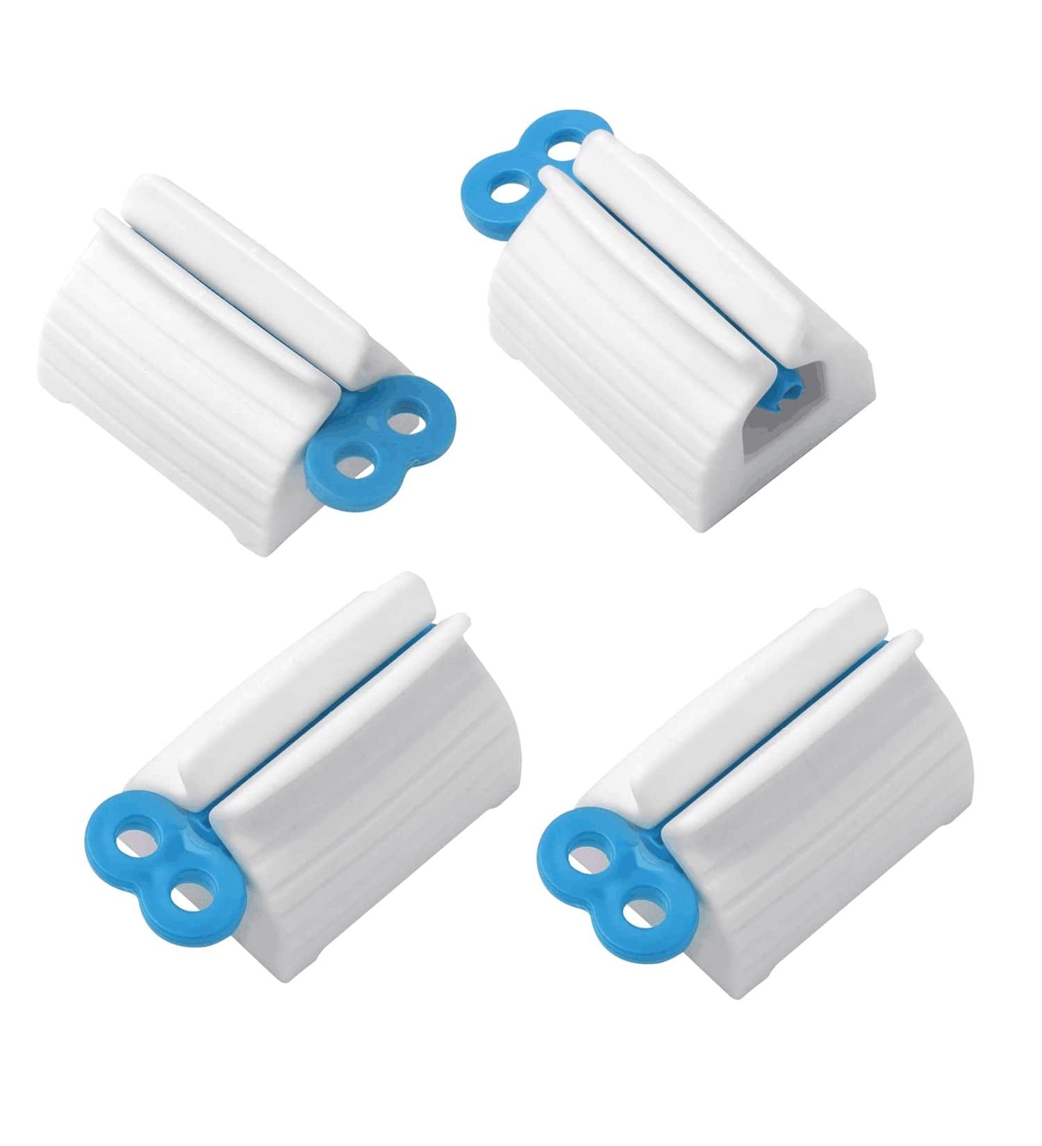 Rolling Tube Toothpaste Squeezer Stand - Set of 4 Blue Bathroom Accessories - Buy Online on GoSupps.com