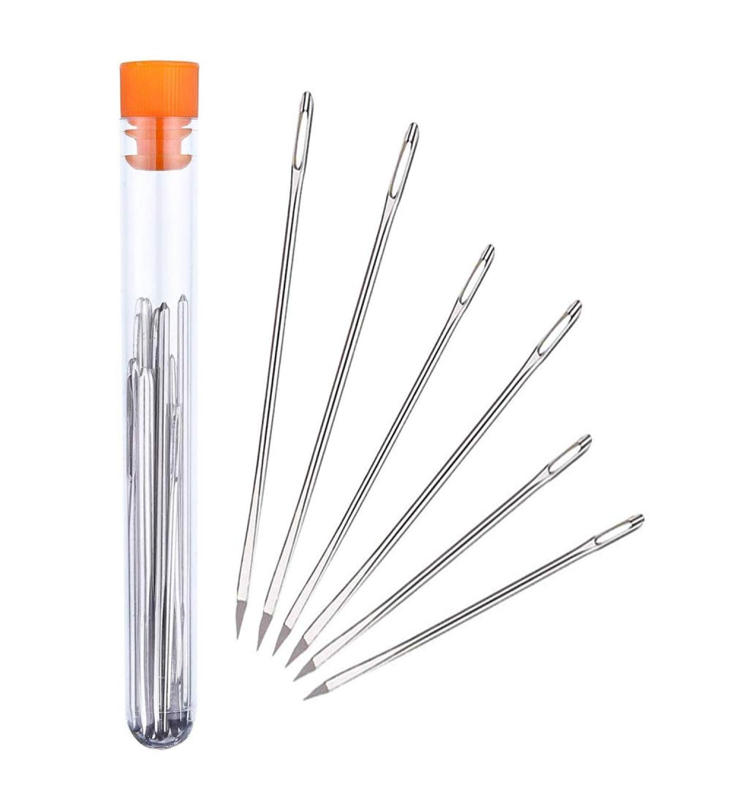 Hekisn Professional Large-Eye Leather Stitching Needles Set - 3 Sizes for Leather Projects - 6 Pieces with Storage Container - Buy Online on GoSupps.com