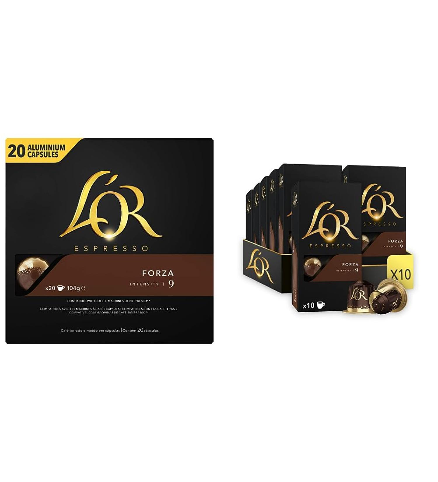 L'Or Espresso Caf - 200 Capsules Forza Intensit 9 - compatibles Nespresso * (lot de 10 x 20) & L'Or Espresso Caf - 100 Capsules Forza Intensit 9 - compatibles Nespresso * (lot de 10 x 10) - Buy Online on GoSupps.com